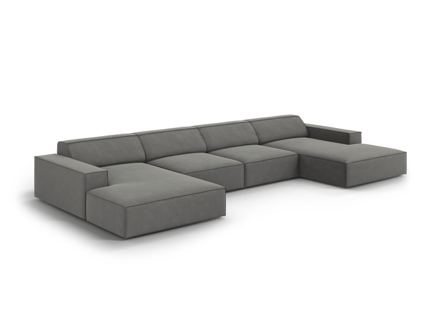 Jodie Velour modulares Panoramic Sofa 6 Sitzer in Light Grey präsentiert im Onlineshop von KAQTU Design AG. 3er Sofa ist von Micadoni