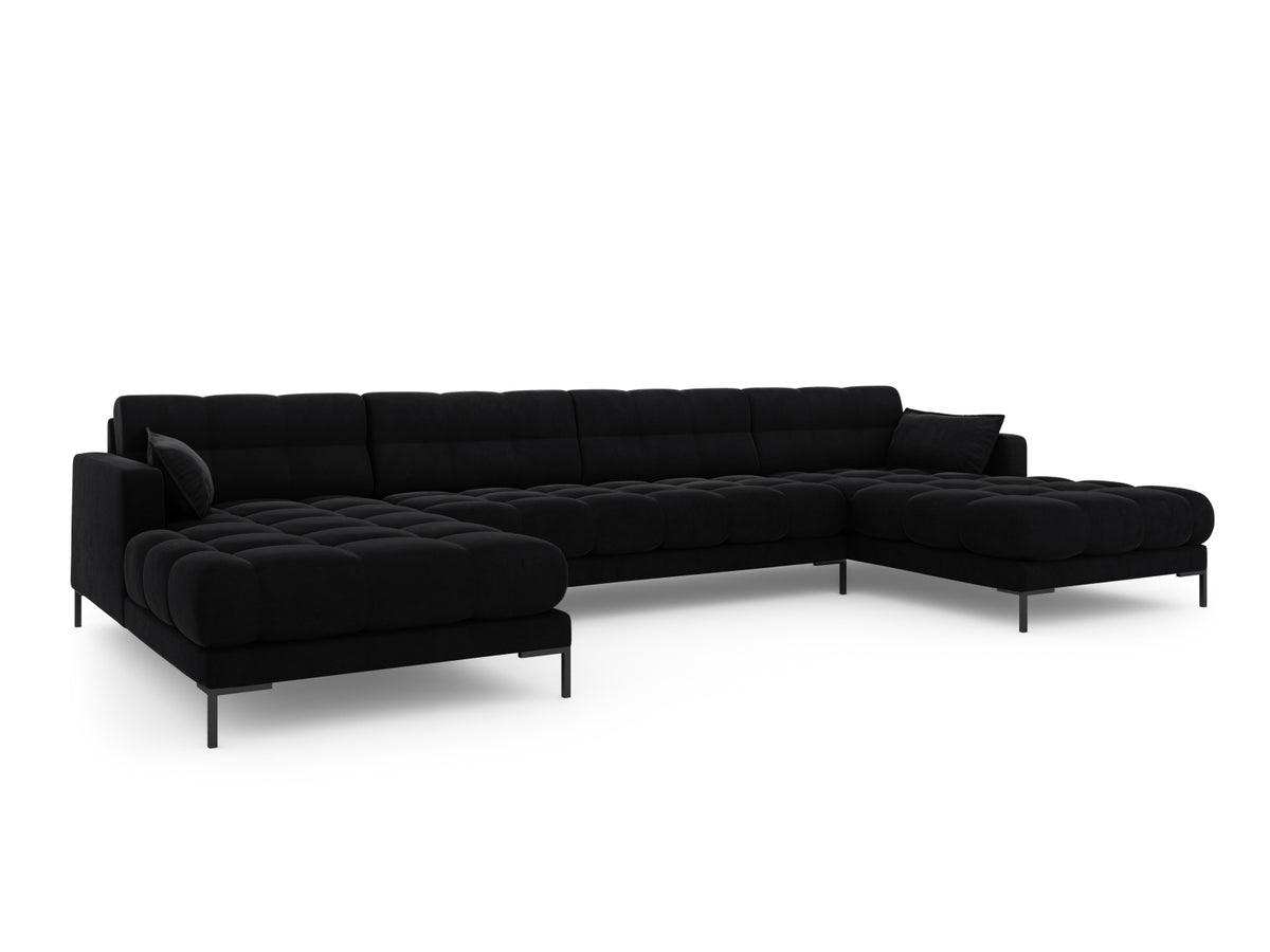 Mamaia Velour Panoramic Sofa 6 Sitzer in Black/Schwarz-Bluvel präsentiert im Onlineshop von KAQTU Design AG. 3er Sofa ist von Micadoni