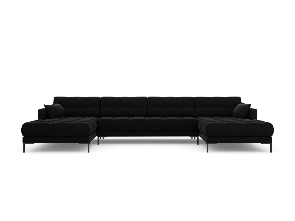 Mamaia Velour Panoramic Sofa 6 Sitzer in Black/Schwarz-Bluvel präsentiert im Onlineshop von KAQTU Design AG. 3er Sofa ist von Micadoni