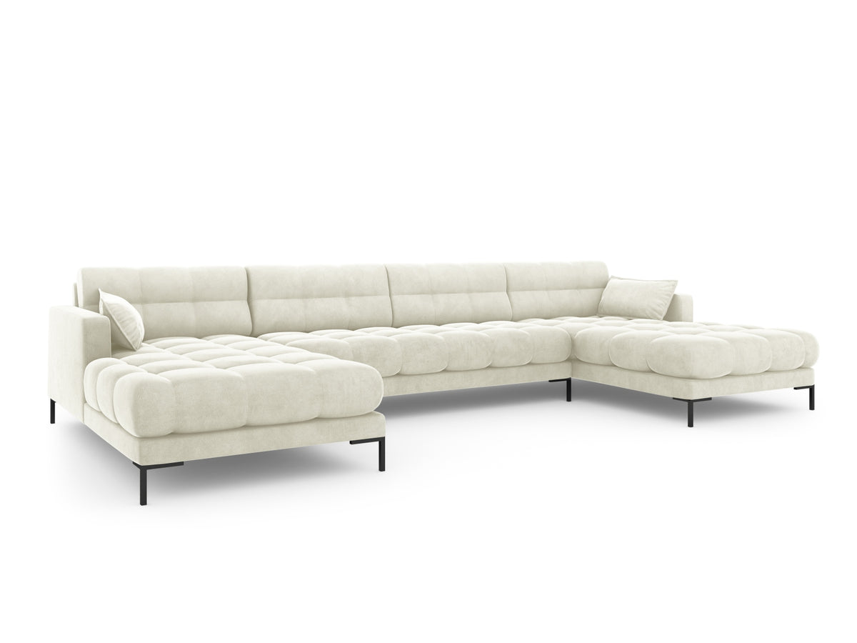 Mamaia Velour Panoramic Sofa 6 Sitzer in Light Beige/Schwarz-Bluvel präsentiert im Onlineshop von KAQTU Design AG. 3er Sofa ist von Micadoni