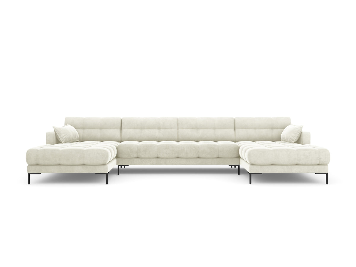Mamaia Velour Panoramic Sofa 6 Sitzer in Light Beige/Schwarz-Bluvel präsentiert im Onlineshop von KAQTU Design AG. 3er Sofa ist von Micadoni