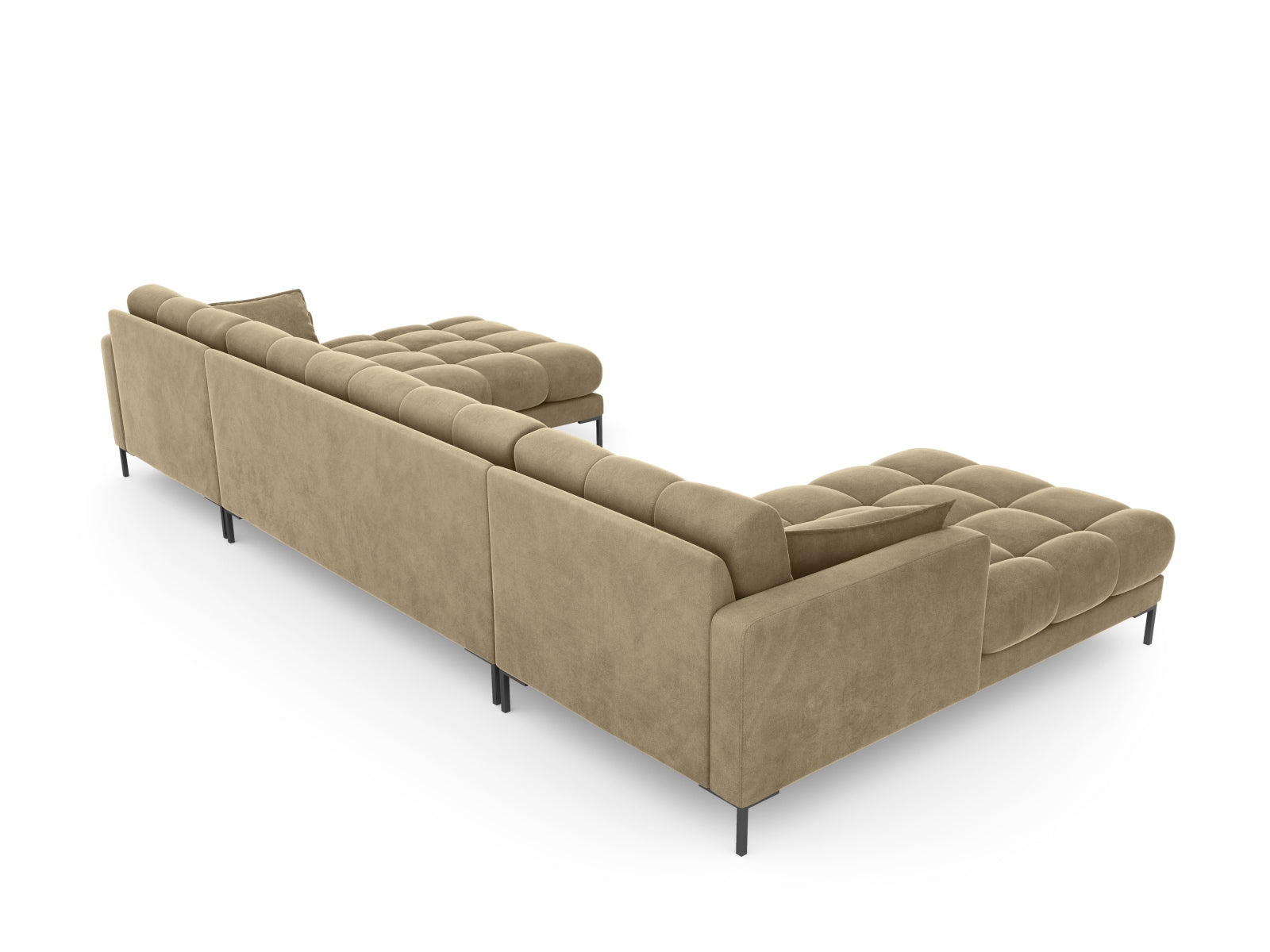 Erleben Sie das Mamaia Velour Panoramic Sofa für 6 Personen von Micadoni – ein elegantes Möbelstück, das Komfort und Stil vereint!