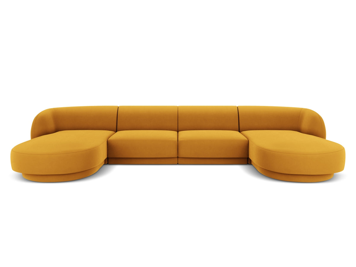 Miley Velour Panoramic Sofa 5 Sitzer in Yellow-Bluvel präsentiert im Onlineshop von KAQTU Design AG. 3er Sofa ist von Micadoni