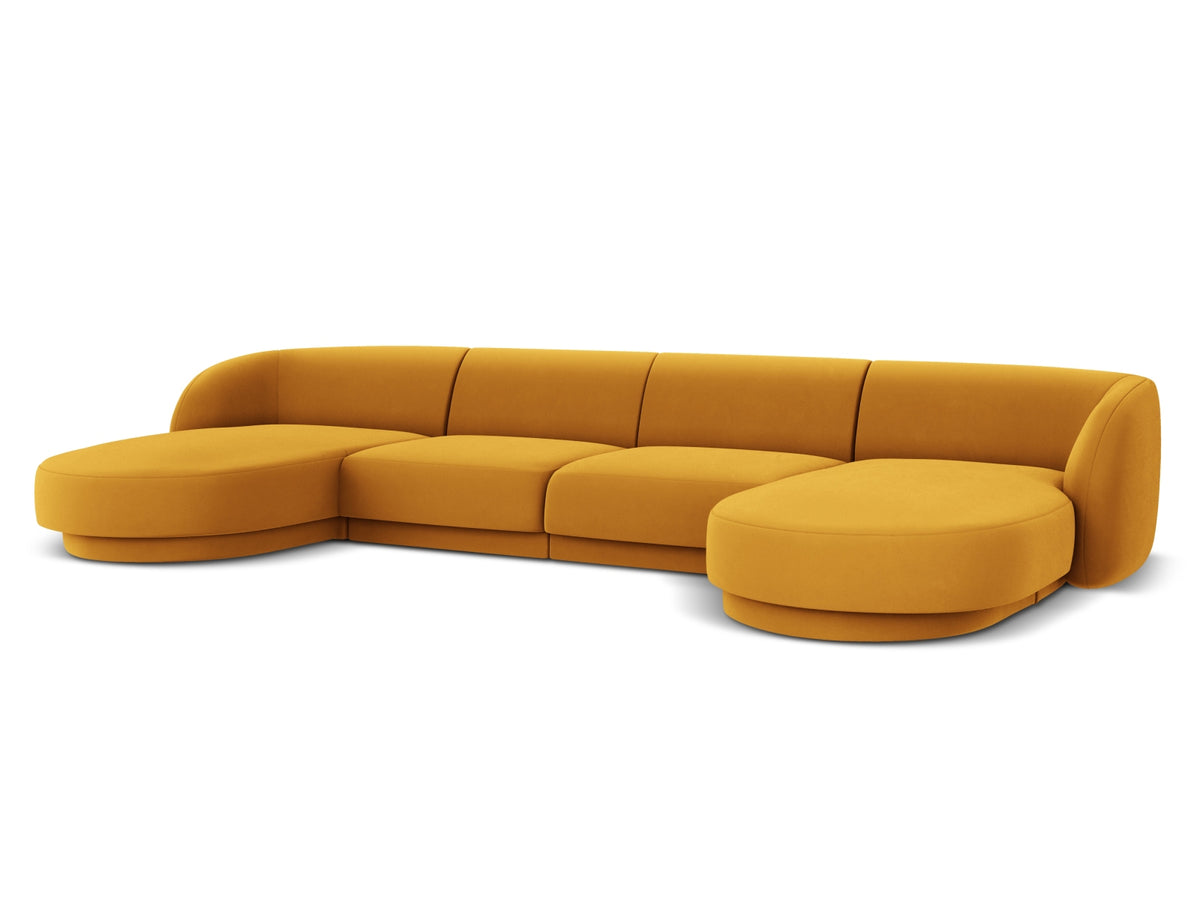 Miley Velour Panoramic Sofa 5 Sitzer in Yellow-Bluvel präsentiert im Onlineshop von KAQTU Design AG. 3er Sofa ist von Micadoni