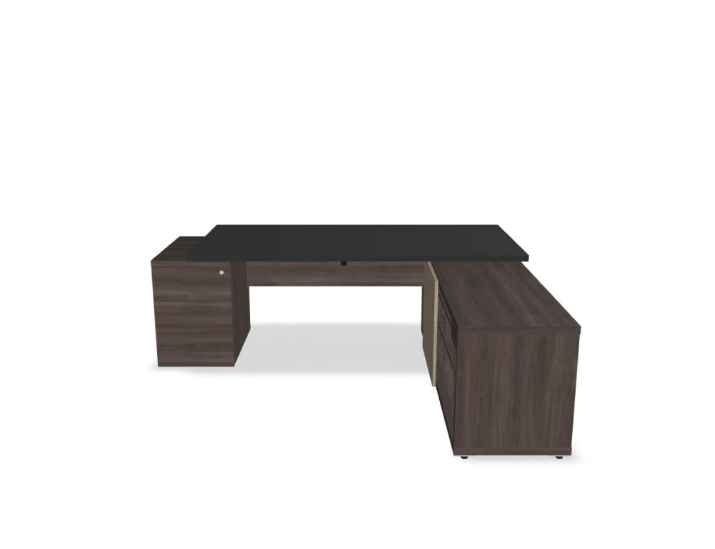 Mito Fenix MITF1KDP - Chefschreibtisch in FENIX Schwarz Matt präsentiert im Onlineshop von KAQTU Design AG. Schreibtisch ist von Mdd