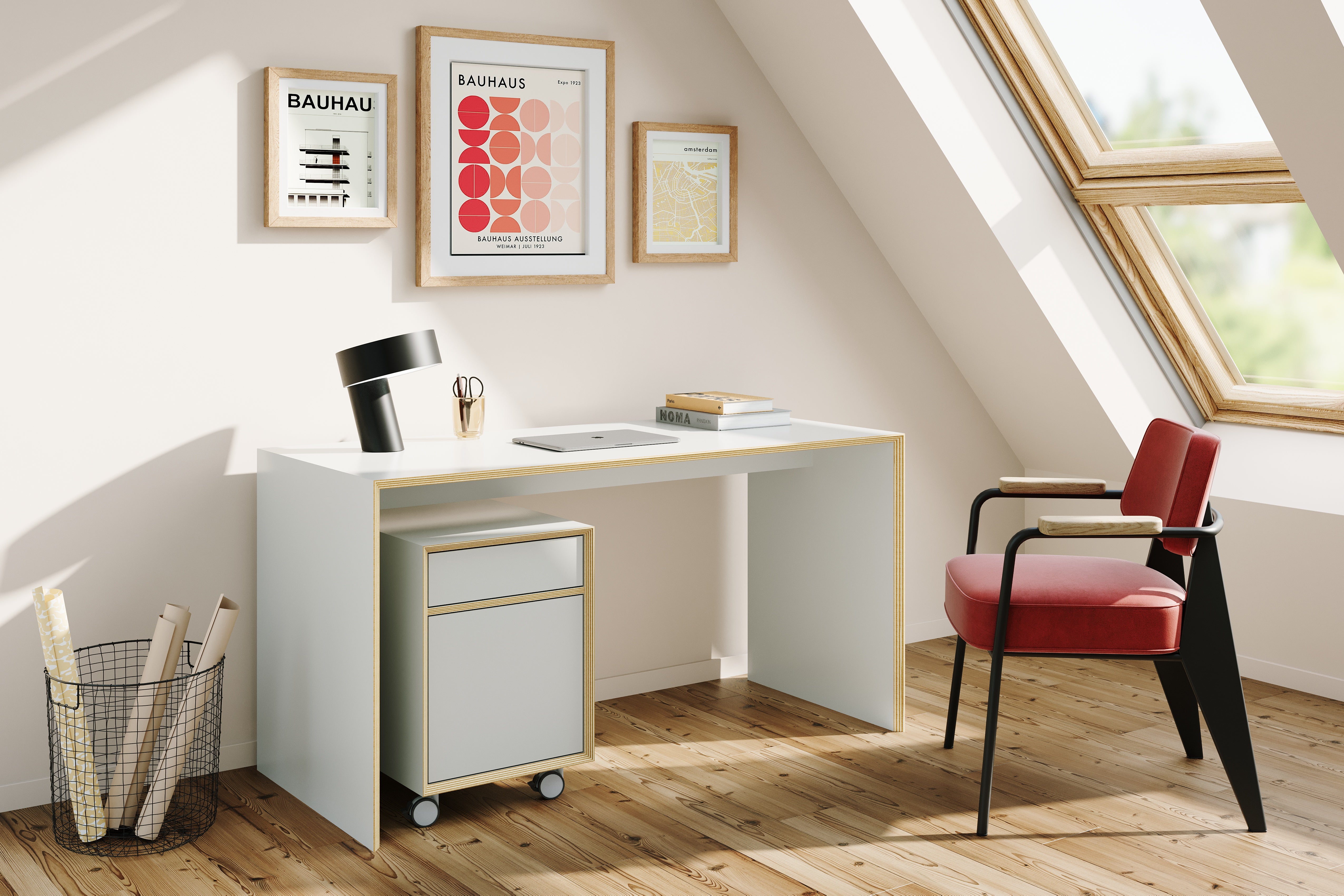 Bridge Schreibtisch in Weiss präsentiert im Onlineshop von KAQTU Design AG. Schreibtisch ist von Müller Möbelwerkstätten