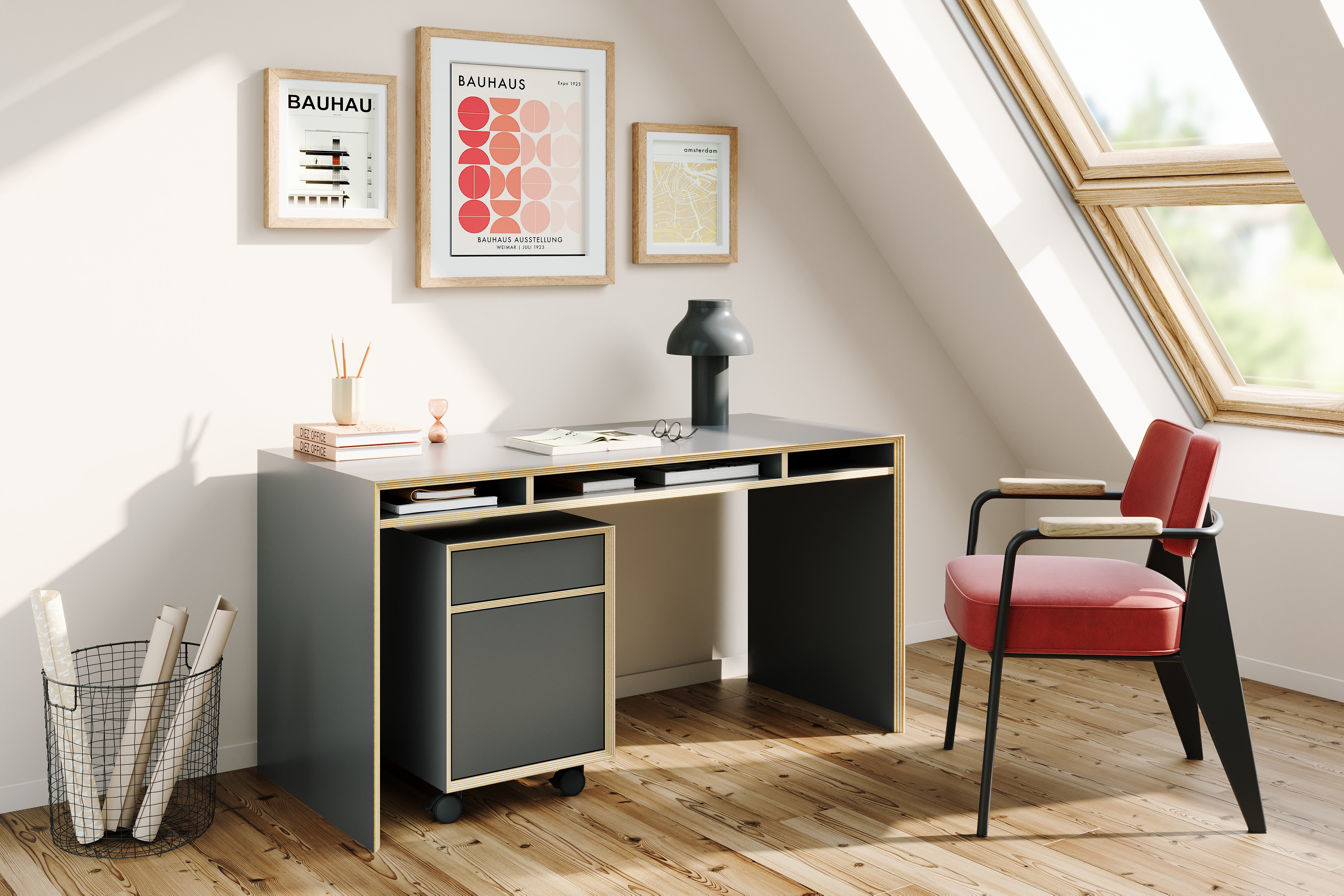 Bridge Rollcontainer rechts in Anthrazit präsentiert im Onlineshop von KAQTU Design AG. Rollcontainer ist von Müller Möbelwerkstätten