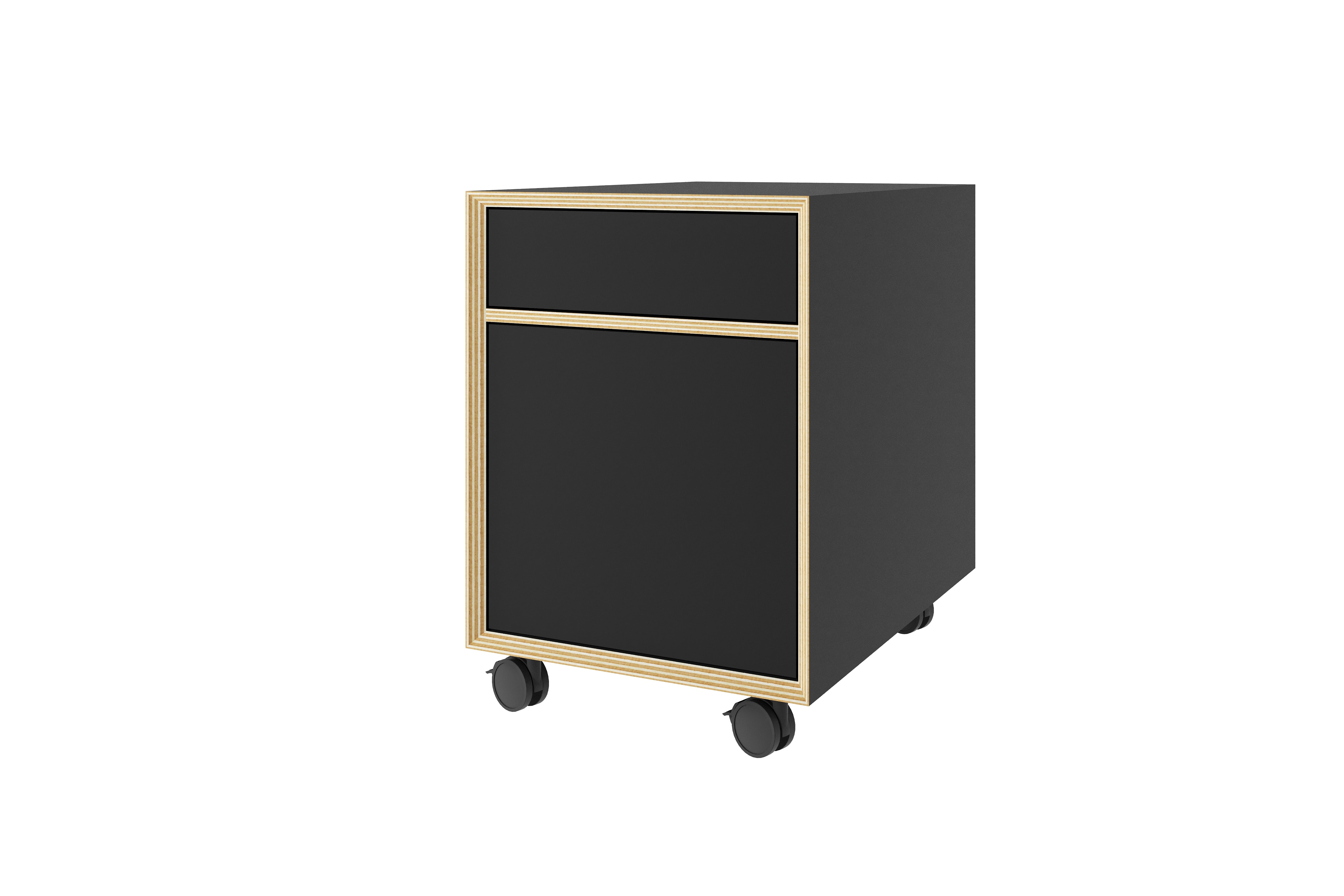 Bridge Rollcontainer links in Schwarz matt präsentiert im Onlineshop von KAQTU Design AG. Rollcontainer ist von Müller Möbelwerkstätten