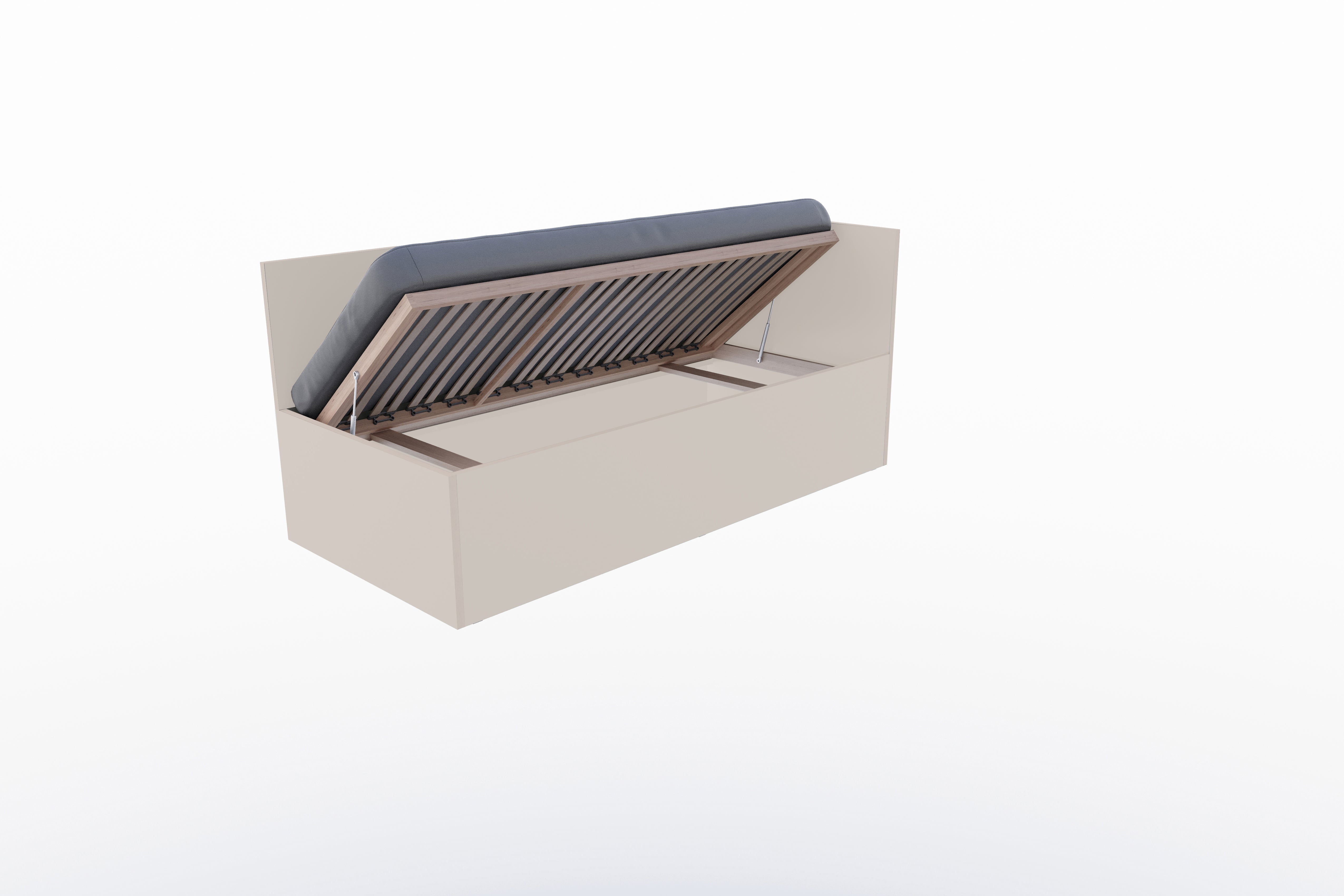 Corner Bett 90 x 200 rechts in Kaschmirgrau präsentiert im Onlineshop von KAQTU Design AG. Bett ist von Müller Möbelwerkstätten