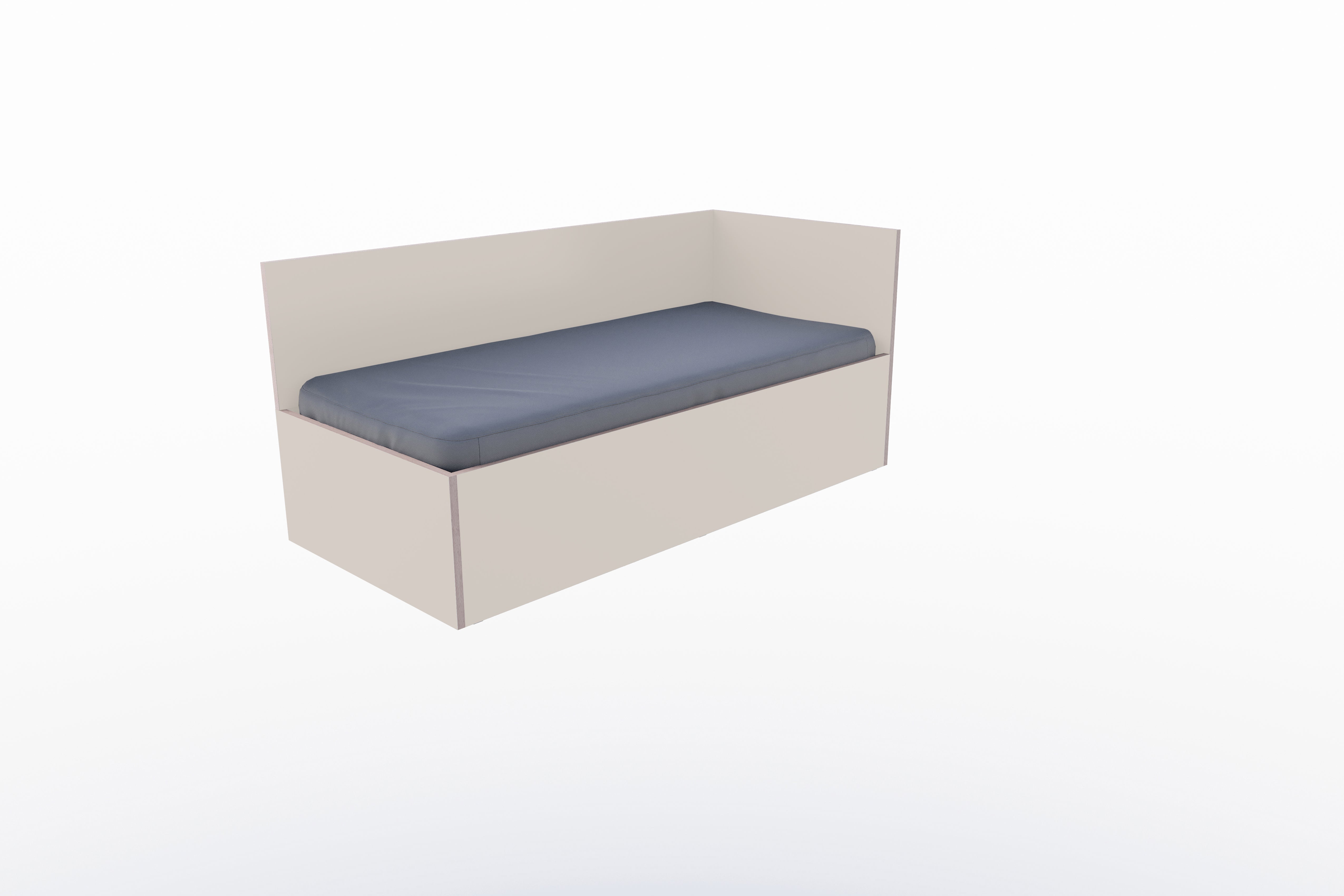 Corner Bett 90 x 200 rechts in Kaschmirgrau/Multiplexkante präsentiert im Onlineshop von KAQTU Design AG. Bett ist von Müller Möbelwerkstätten