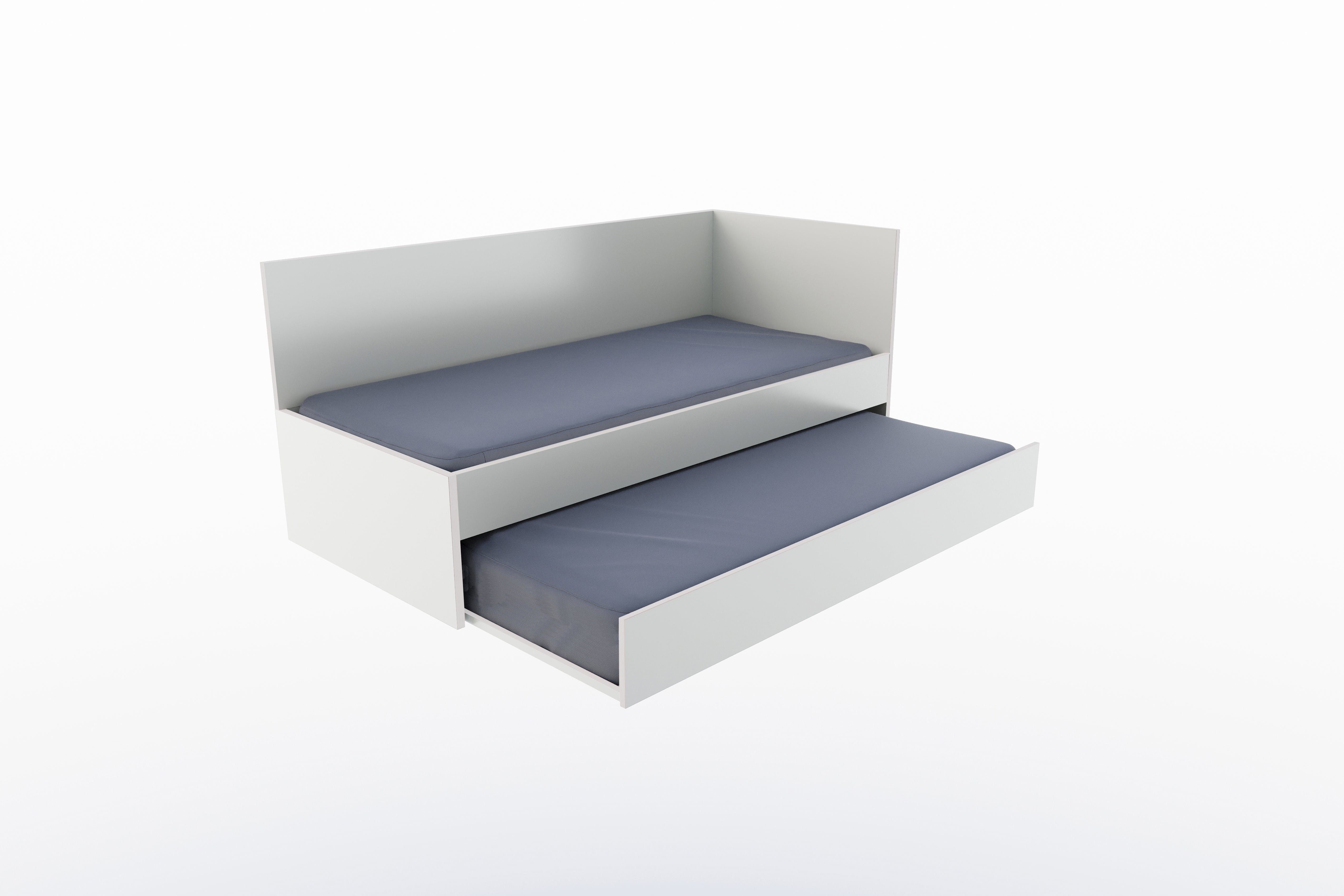 Corner Bett mit ausziehbarer Liegefläche 90 x 200 rechts in Weiss präsentiert im Onlineshop von KAQTU Design AG. Bett ist von Müller Möbelwerkstätten
