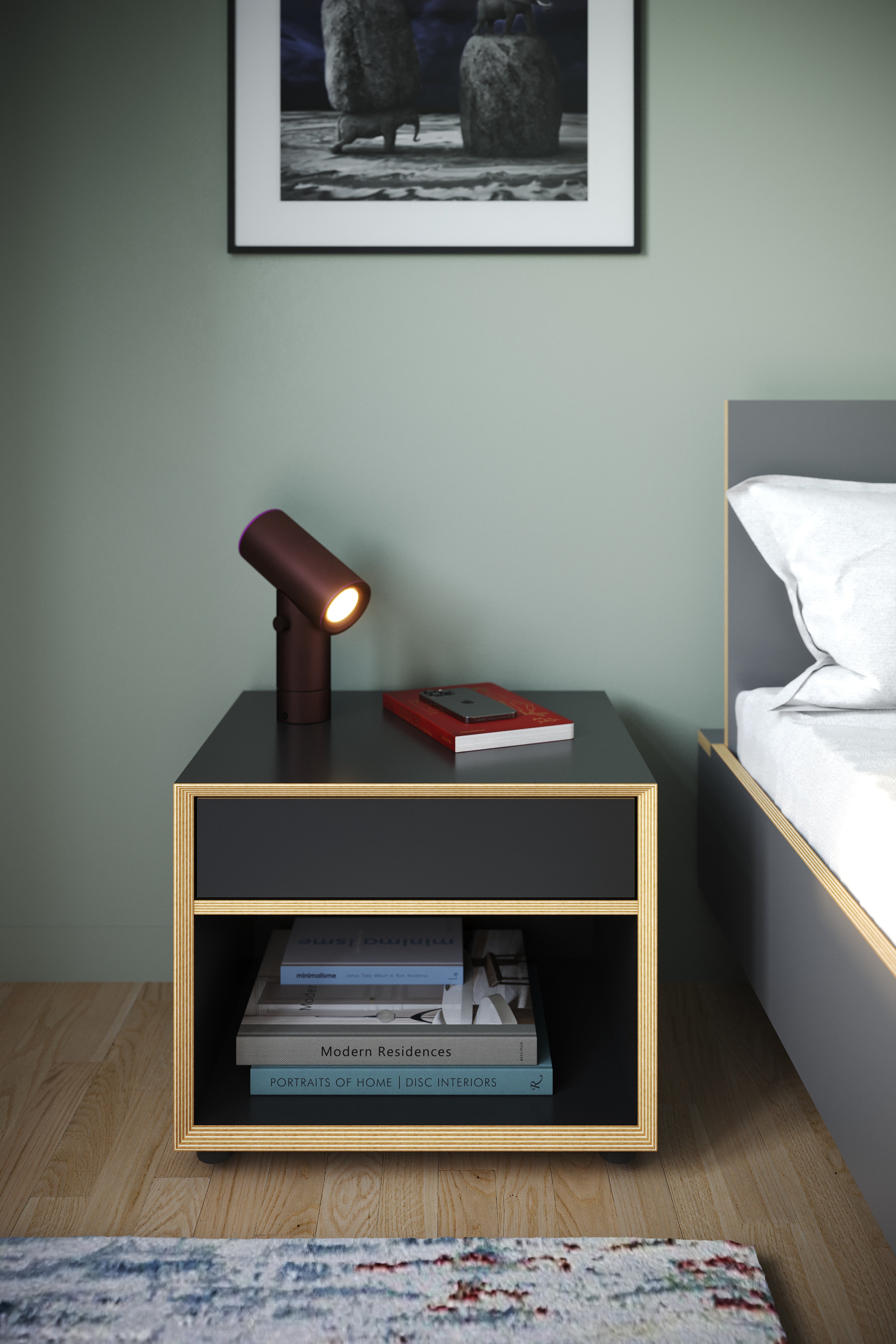 Vertiko Nachttisch in Schwarz matt präsentiert im Onlineshop von KAQTU Design AG. Nachttisch ist von Müller Möbelwerkstätten