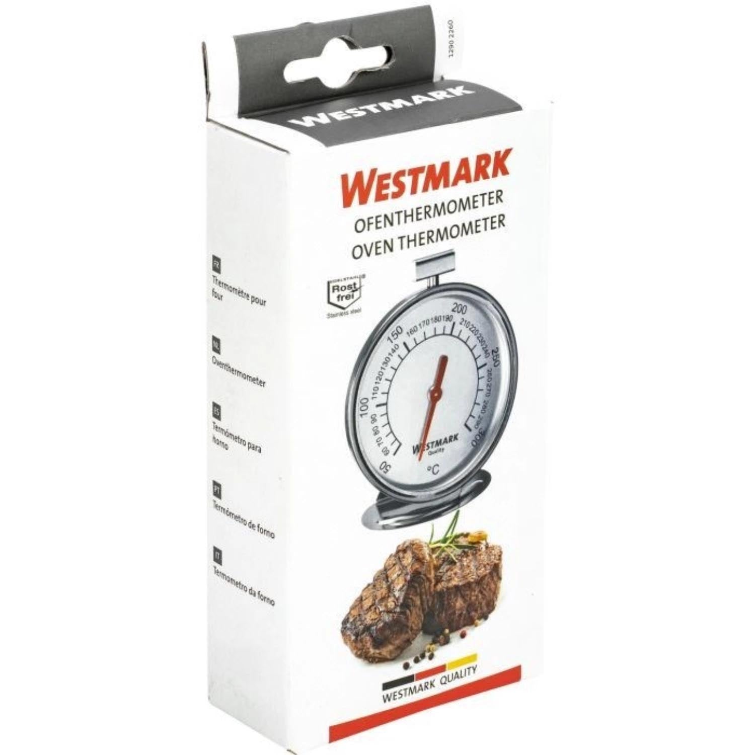 Das mechanische Ofenthermometer von Westmark bietet präzise Temperaturmessung im Ofen, ideal für Backen und Braten, mit robuster Bauweise.