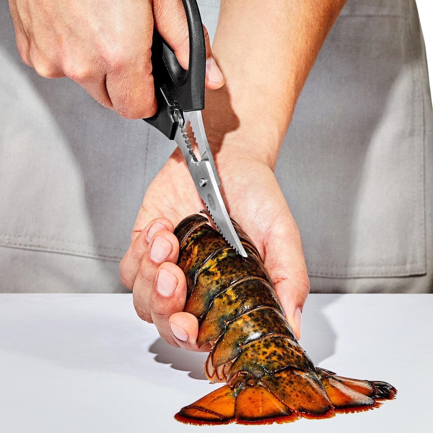 Die OXO Good Grips Meeresfrüchte-Schere bietet präzises Schneiden und Komfort, ideal für Hummer, Krabben und Schalentiere.