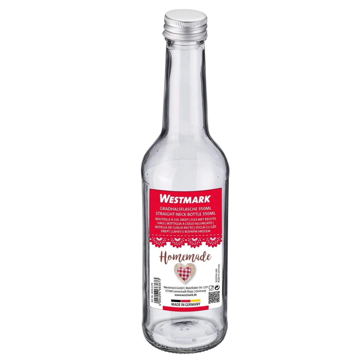 Praktische 350ml Gradhalsflasche von Westmark mit 28mm Schraubdeckel, ideal für Flüssigkeiten und vielseitig einsetzbar.