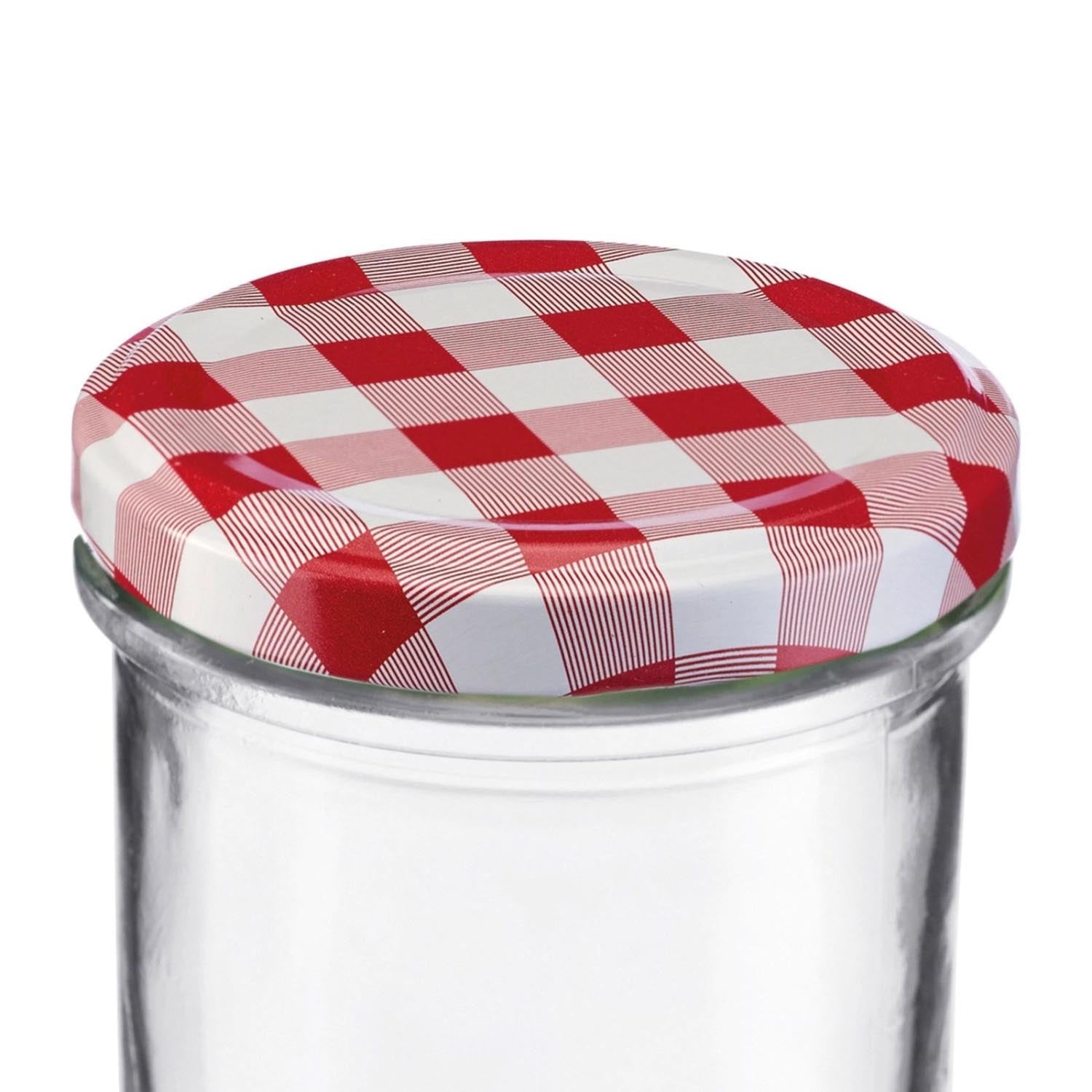 Sturzglas 230ml mit rot-weißem Deckel (66mm), ideal für Konfitüren, Einmachen oder Aufbewahrung, von Westmark.