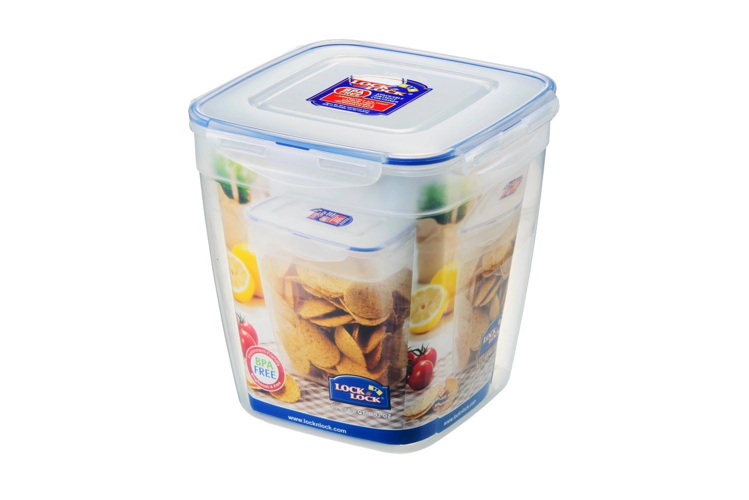 Vorratsdose stapelbar 5.7lt 21x21x24cm in Transparent präsentiert im Onlineshop von KAQTU Design AG. Aufbewahrungsbehälter ist von Lock&Lock