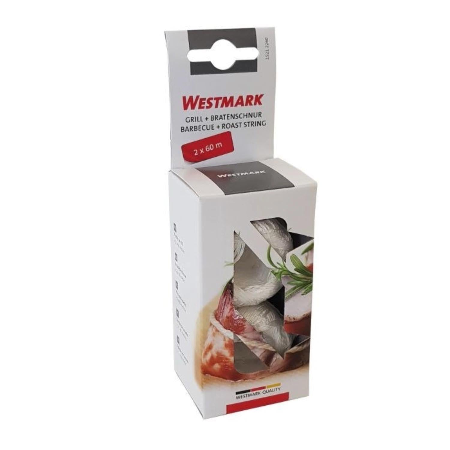 Praktisches 2er Set weiße Grill- und Bratenschnur von Westmark, 60 m Länge, ideal für Küche und Grill, hitzebeständig und vielseitig.