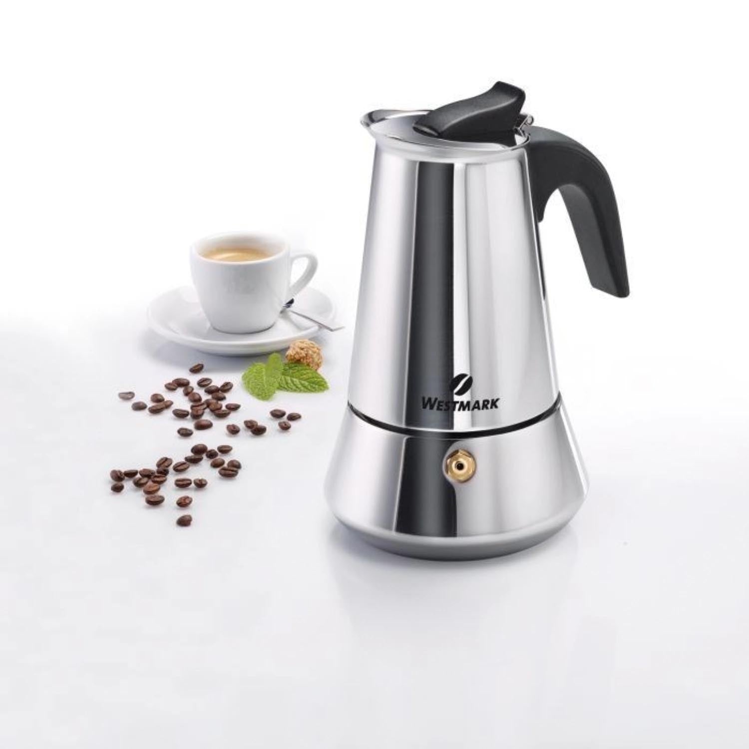 Espressokocher Brasilia Plus aus Edelstahl, für 6 Tassen, perfekt für köstlichen Espresso, robust und stilvoll für Ihre Küche.
