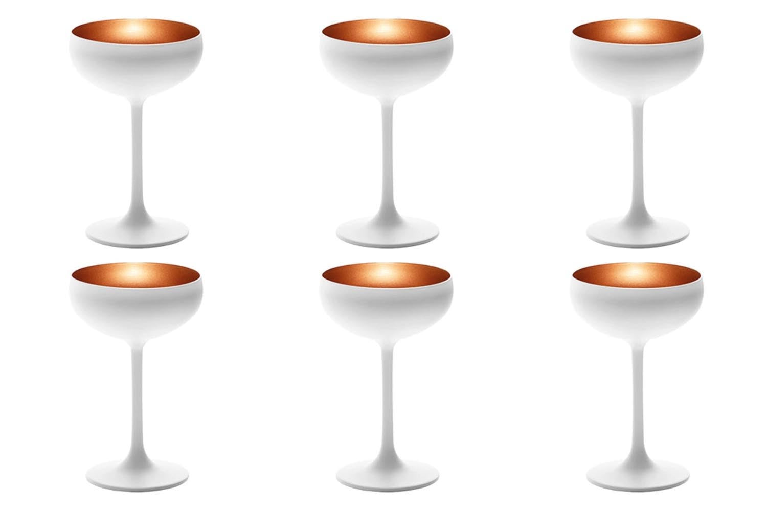 6er Set Elements Sektschale 230ml weiss/bronze in Braun präsentiert im Onlineshop von KAQTU Design AG. Glas ist von Stölzle