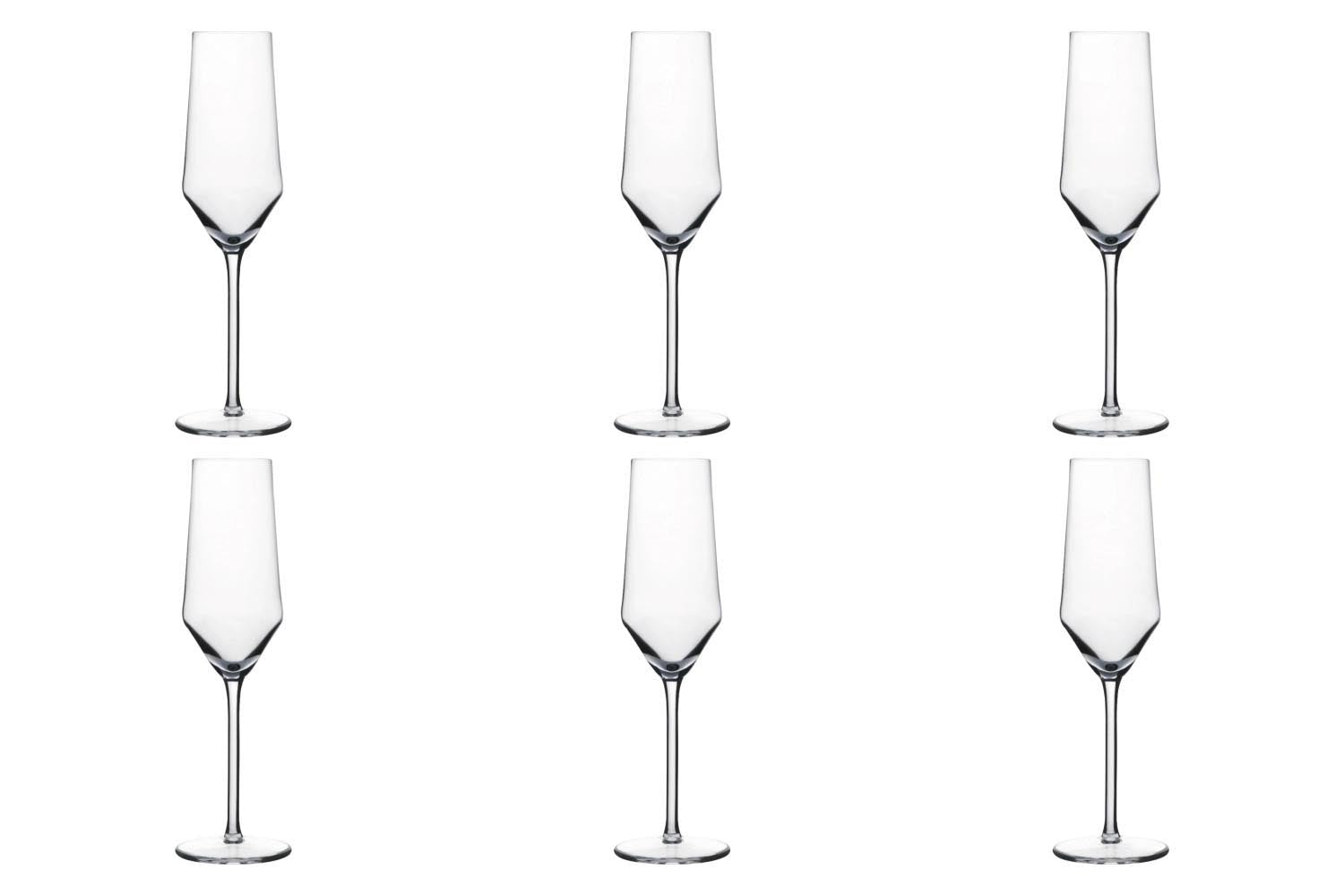 Stilvolles 6er Set Harmony Sektkelche von swizzglas, 21.3 cl, 22.1 cm hoch, perfekt für Sekt und festliche Anlässe.