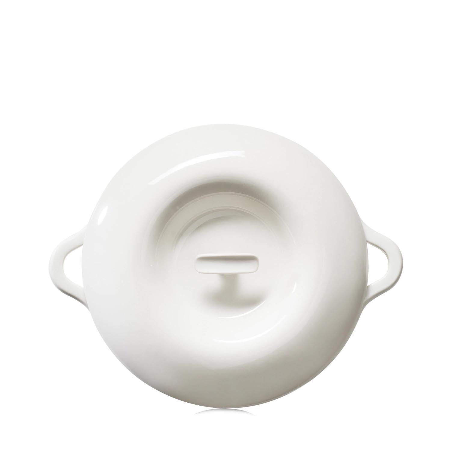 Elegante Induktionskasserolle D31cm in Alabasterweiss von Revol, ideal für stilvolles Kochen, inklusive passendem Deckel.