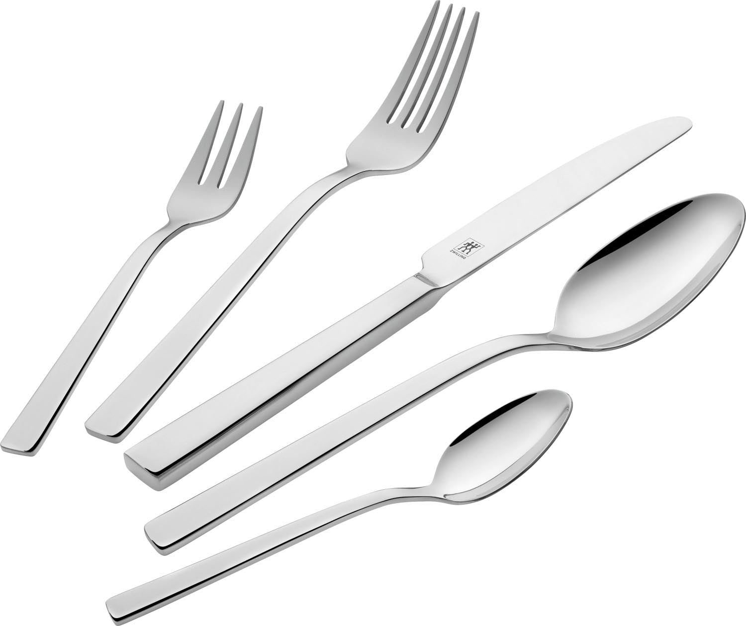 Elegantes 30-teiliges poliertes King Menübesteck von Zwilling, ideal für festliche Anlässe und stilvolle Tischdekoration.