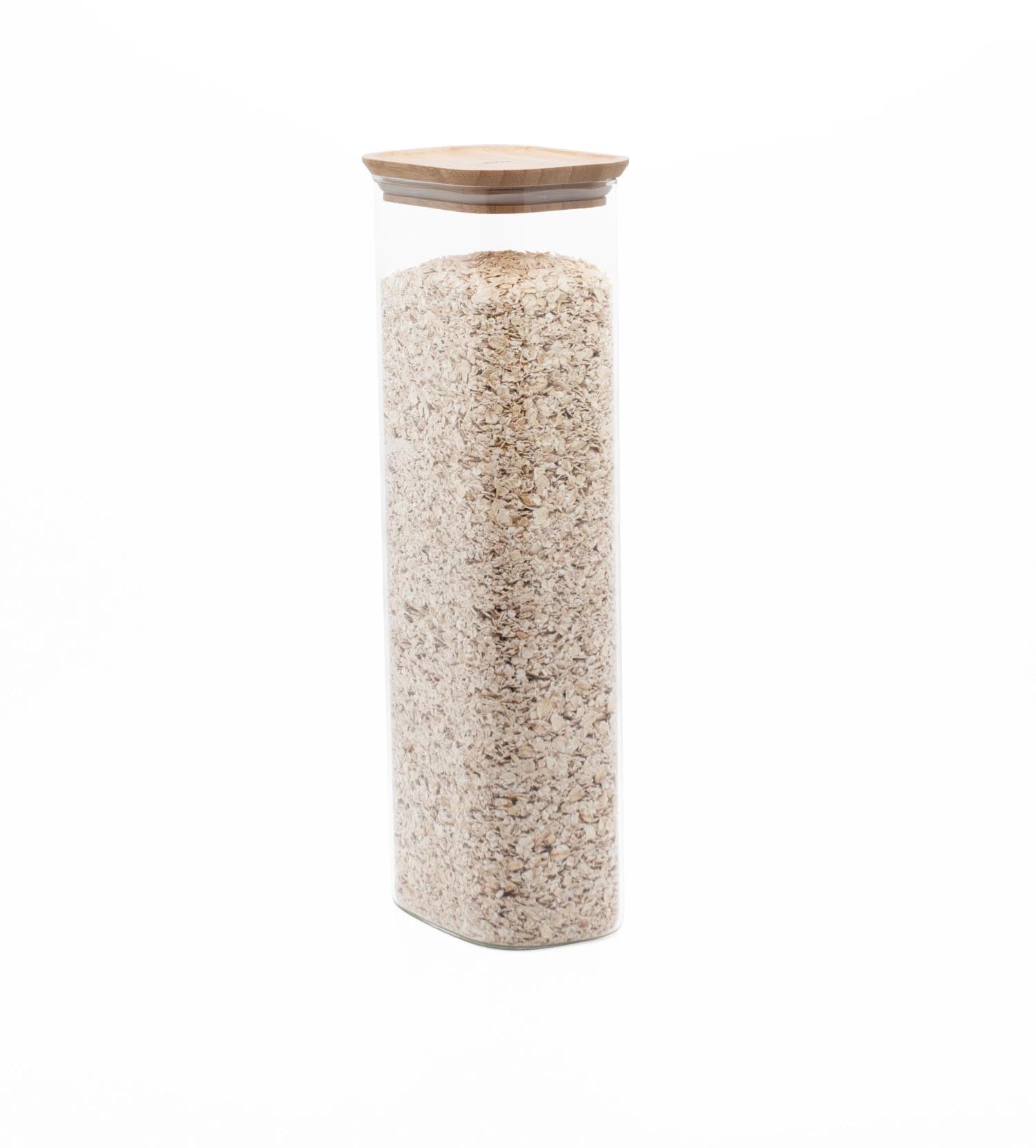 Vorratsglas mit Bambusdeckel 2.6l 12.5x8.5x35.5cm in Braun präsentiert im Onlineshop von KAQTU Design AG. Aufbewahrungsbehälter ist von Pebbly