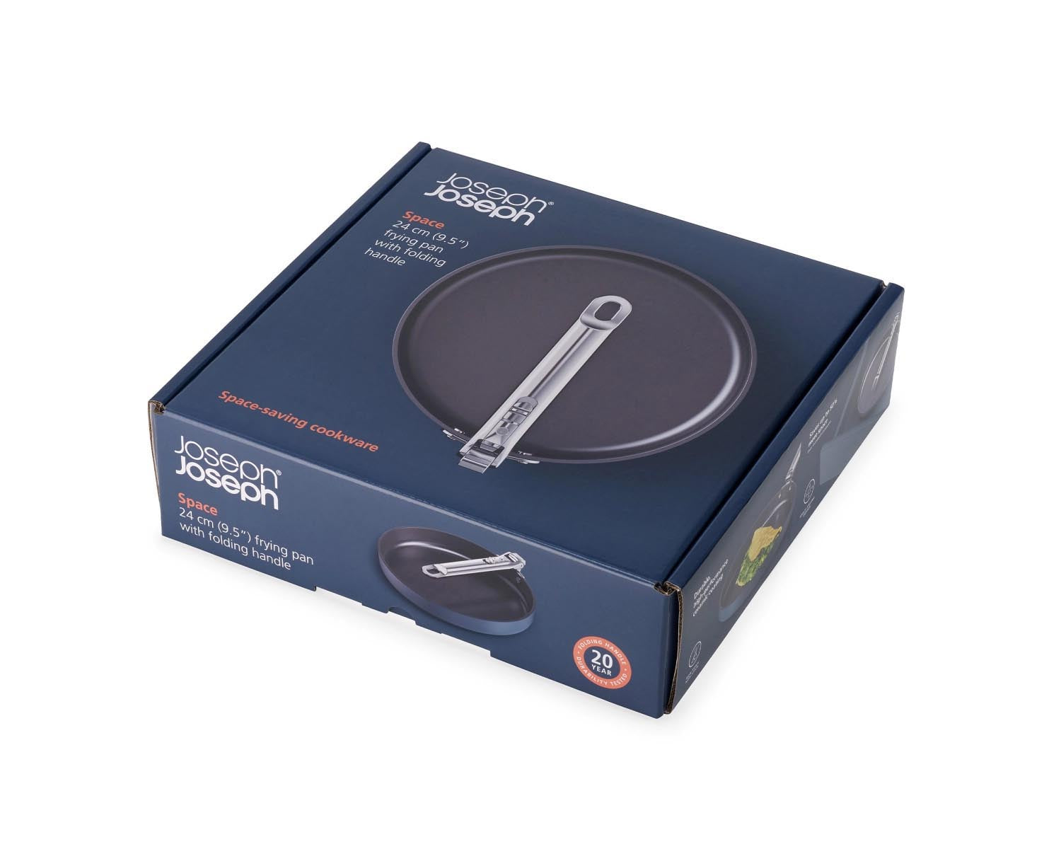 Die Joseph Joseph Space Bratpfanne D24cm mit klappbarem Griff bietet platzsparendes Design für effizientes Kochen in kleinen Küchen.