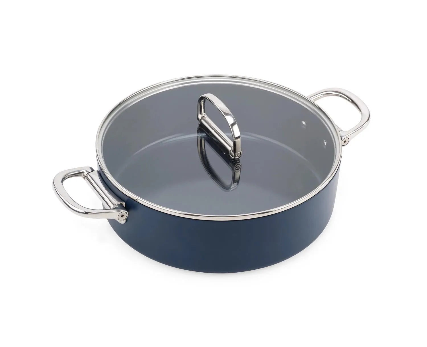 Space Schmortopf D28cm Griffe klappbar in Silber präsentiert im Onlineshop von KAQTU Design AG. Pfanne/Topf ist von Joseph Joseph