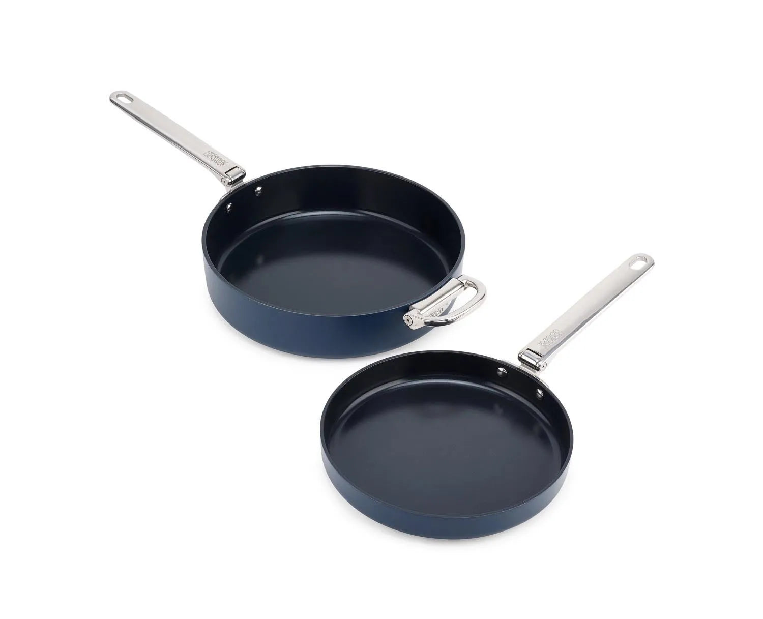 Hochwertiges Space Bratpfannenset von Joseph Joseph, 2-teilig, 24+28cm, mit Schutz, ideal für platzsparendes Kochen.