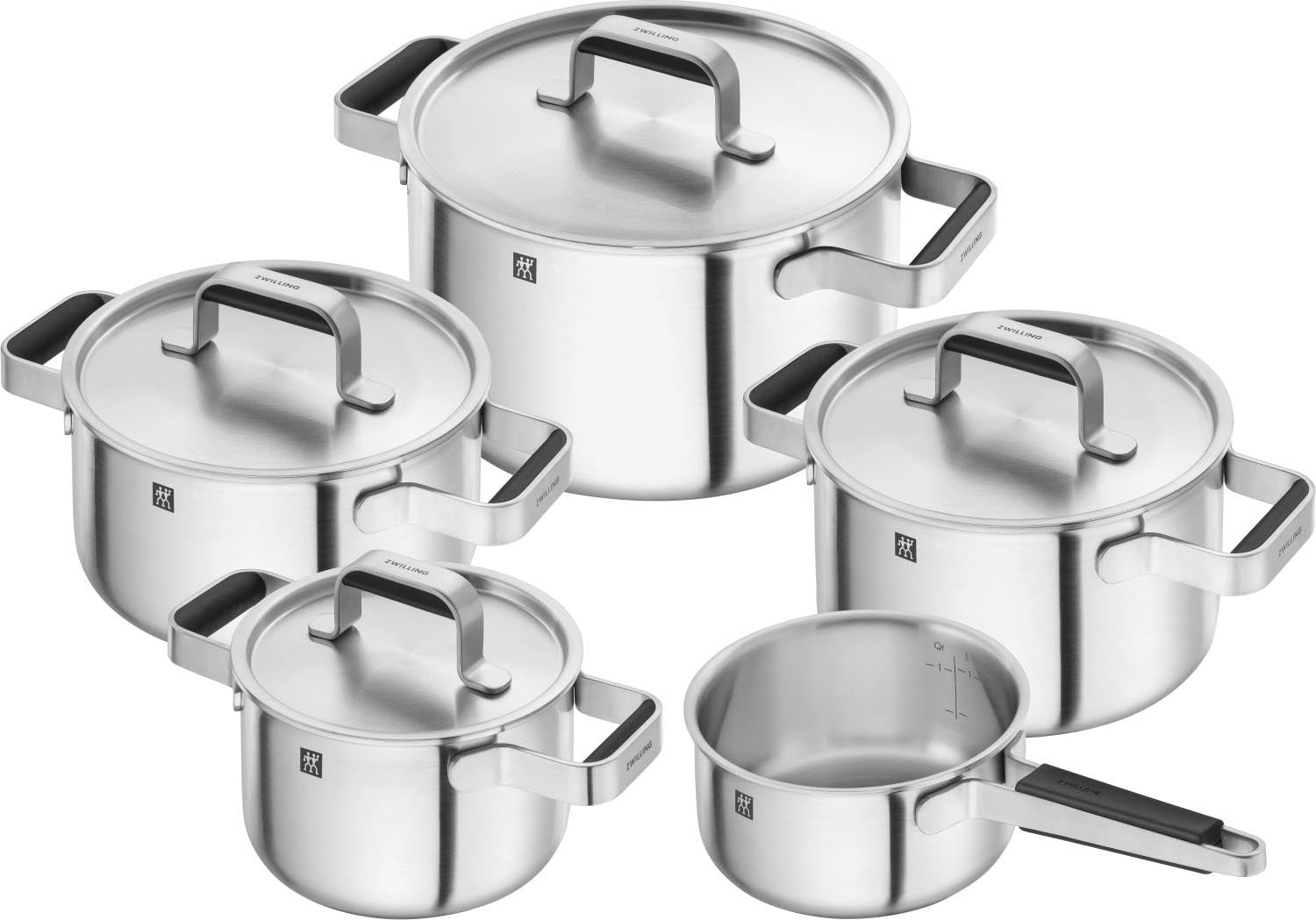 5tlg. Pure Kochgeschirrset in Silber präsentiert im Onlineshop von KAQTU Design AG. Pfanne/Topf ist von Zwilling