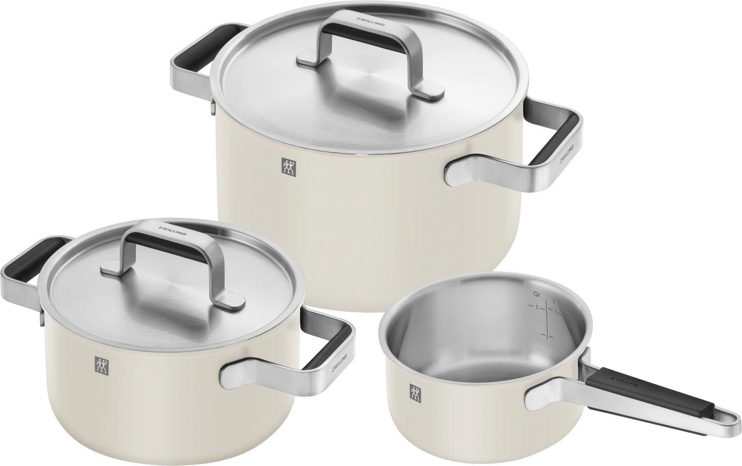 3tlg. Pure Kochgeschirrset Elfenbeinweiss in Weiss präsentiert im Onlineshop von KAQTU Design AG. Pfanne/Topf ist von Zwilling