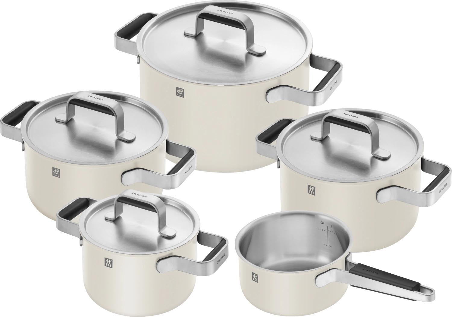 5tlg. Pure Kochgeschirrset Elfenbeinweiss in Weiss präsentiert im Onlineshop von KAQTU Design AG. Pfanne/Topf ist von Zwilling