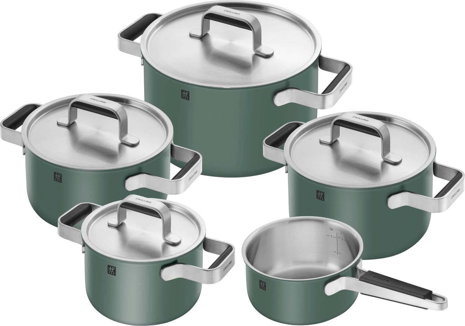 5tlg. Pure Kochgeschirrset Grün in Grün präsentiert im Onlineshop von KAQTU Design AG. Pfanne/Topf ist von Zwilling