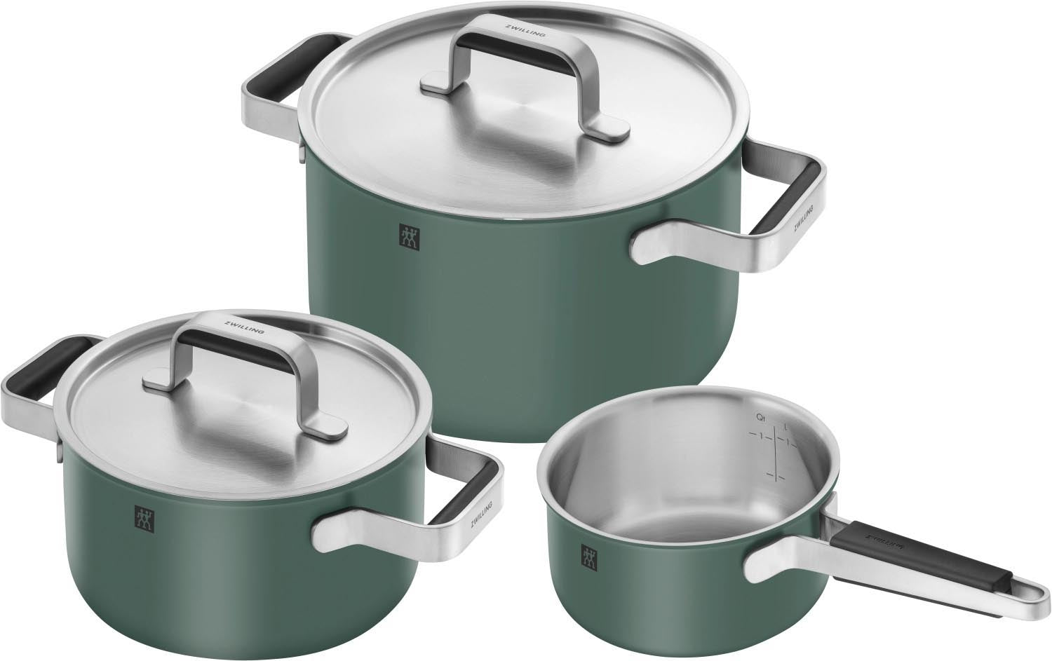 3tlg. Pure Kochgeschirrset Grün in Grün präsentiert im Onlineshop von KAQTU Design AG. Pfanne/Topf ist von Zwilling