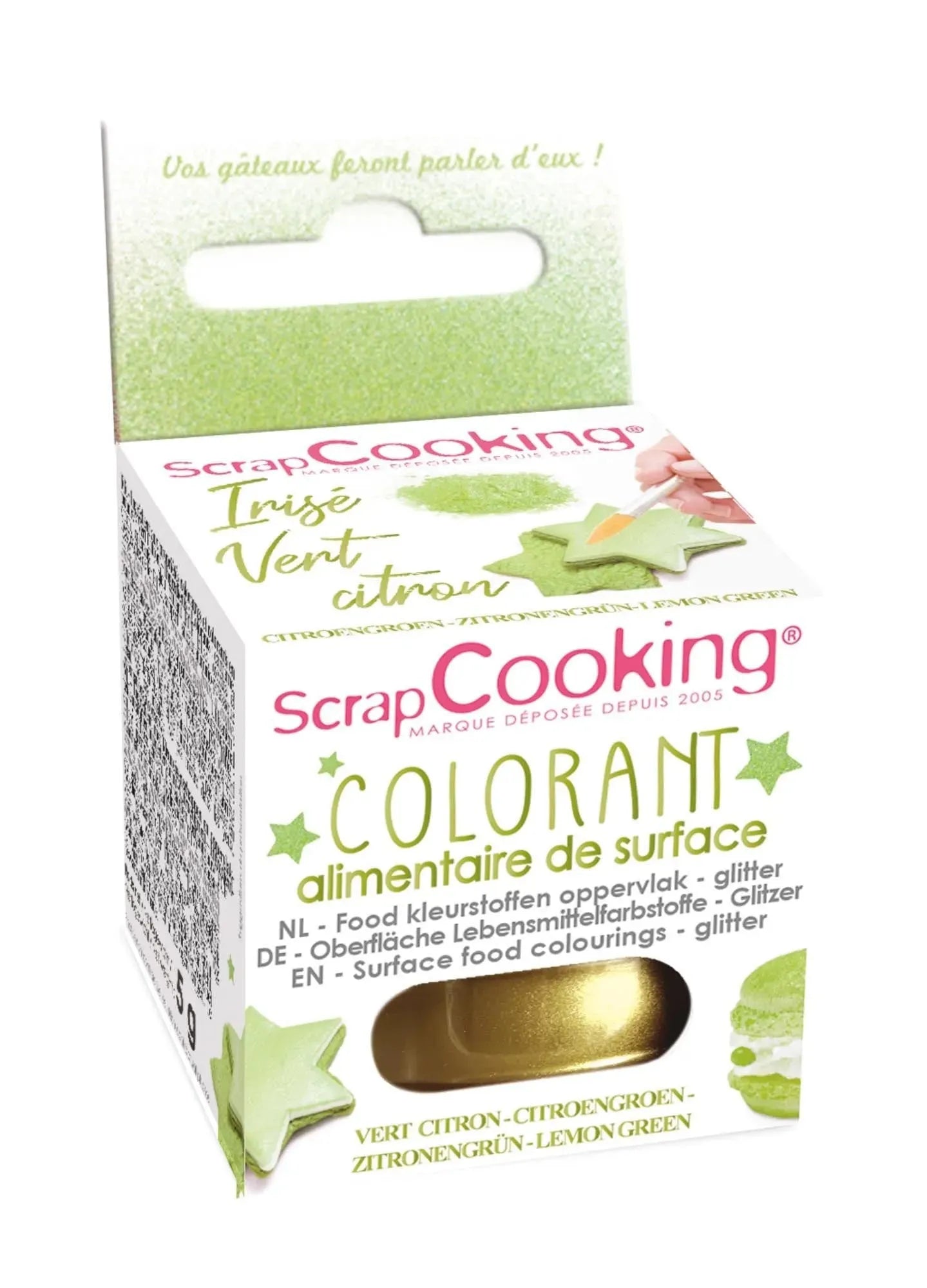 Farbpulver kaltes Oberflächendekor irisierend limonengrün in Grün präsentiert im Onlineshop von KAQTU Design AG. Lebensmittel ist von Scrap Cooking