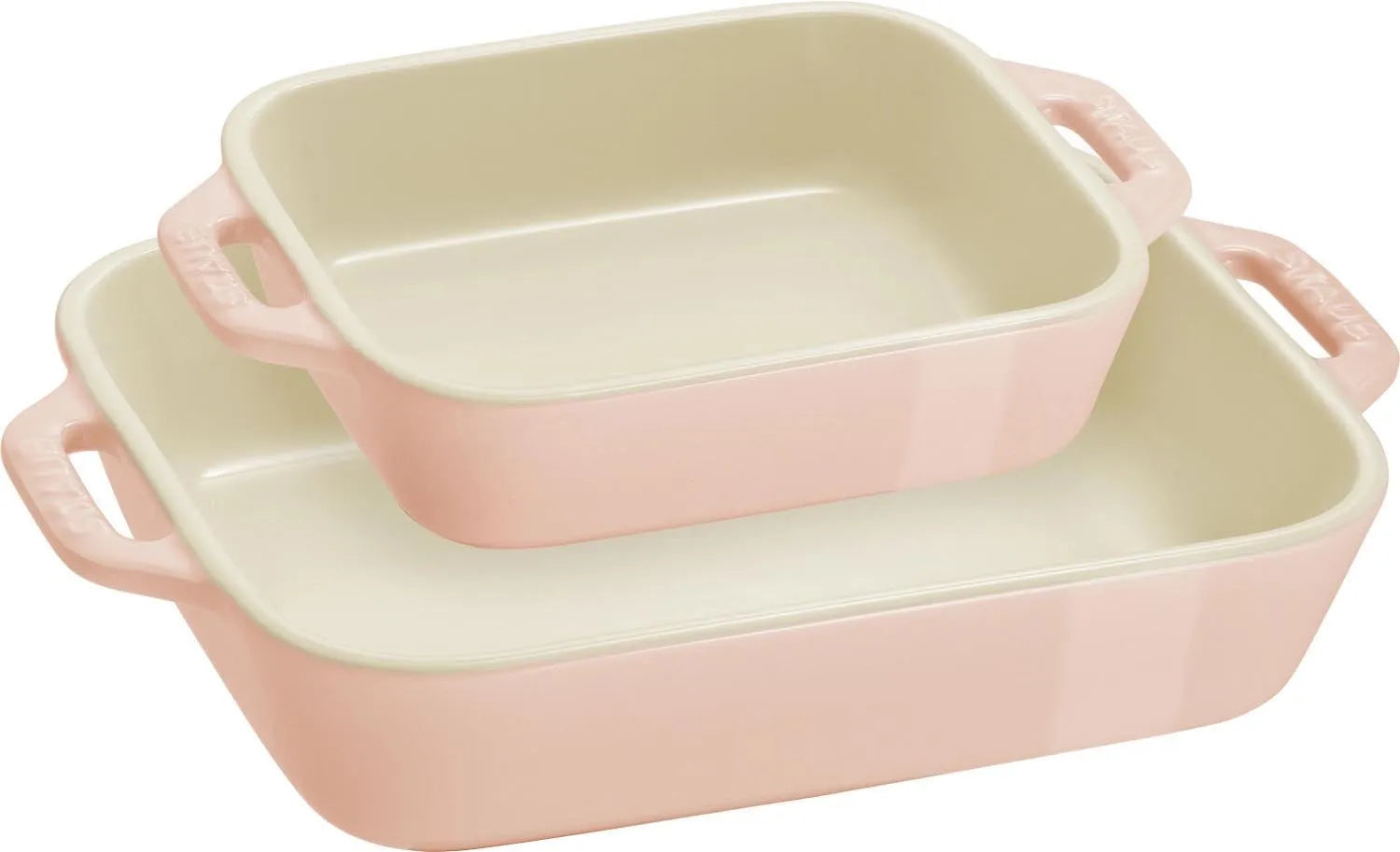 2tlg. Keramik Ofenformset 20x16 & 27x20cm, hellrosa in Pink präsentiert im Onlineshop von KAQTU Design AG. Backform / Backblech ist von Staub