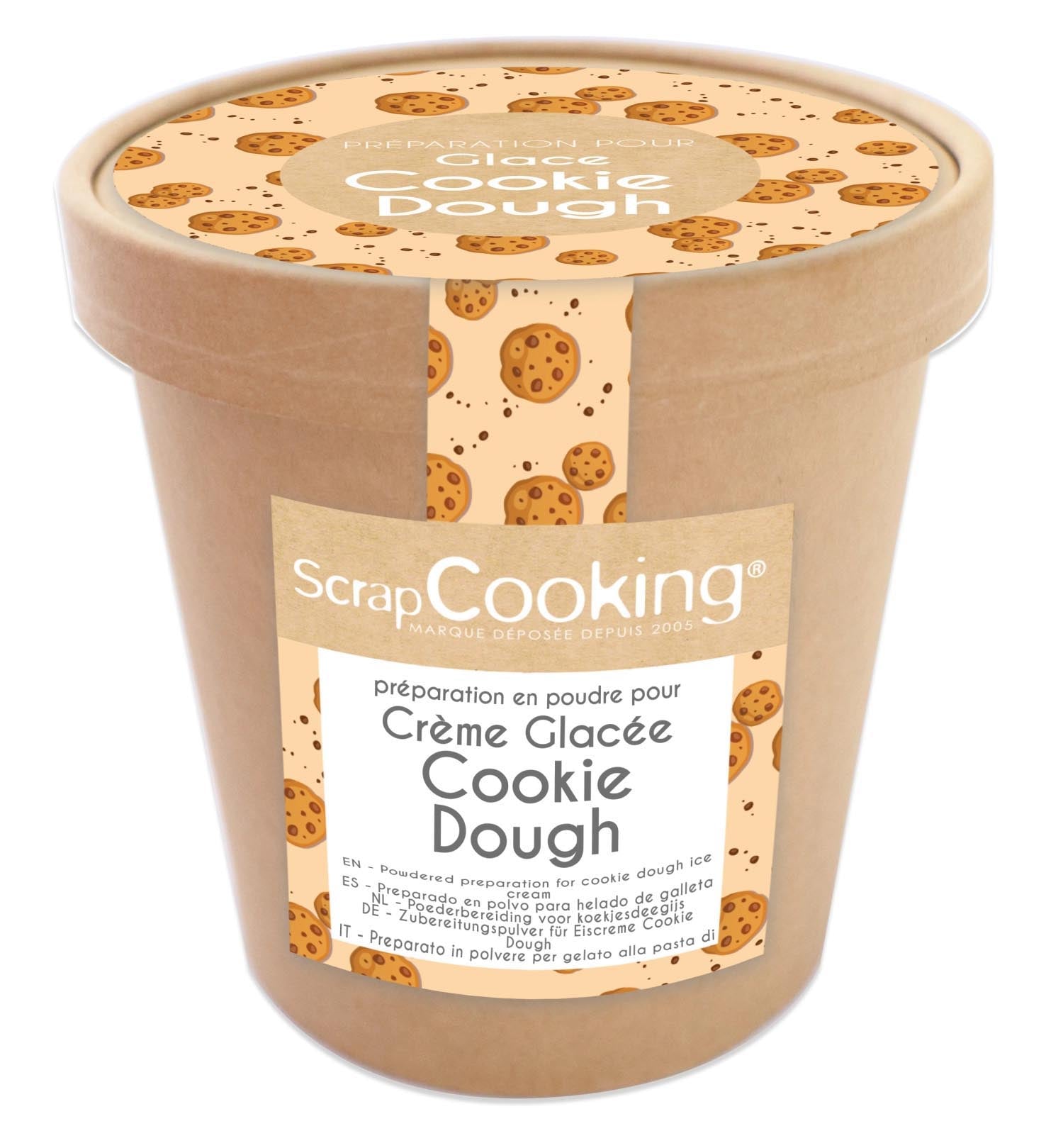 Fertigmischung für köstliches Cookie Dough Eis, einfach zuzubereiten, ideal für Desserts und süsse Kreationen.