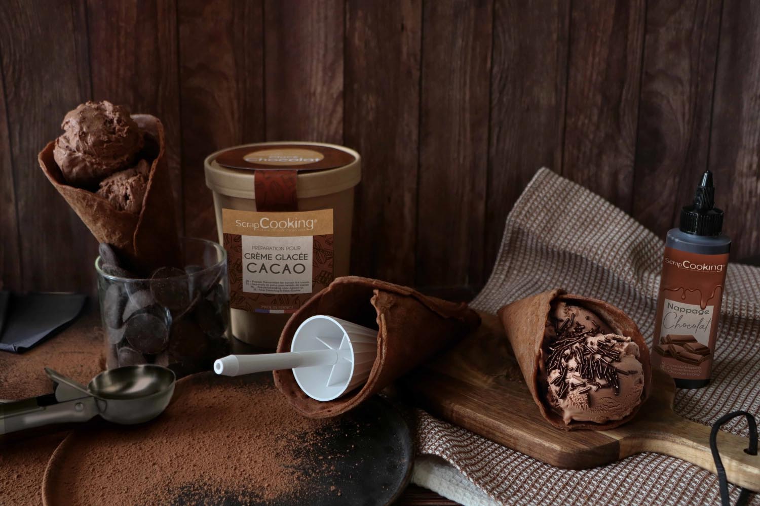Fertigmischung für cremiges Schokoladeneis, 185g, ideal für hausgemachte Desserts, einfach zuzubereiten und unwiderstehlich lecker.