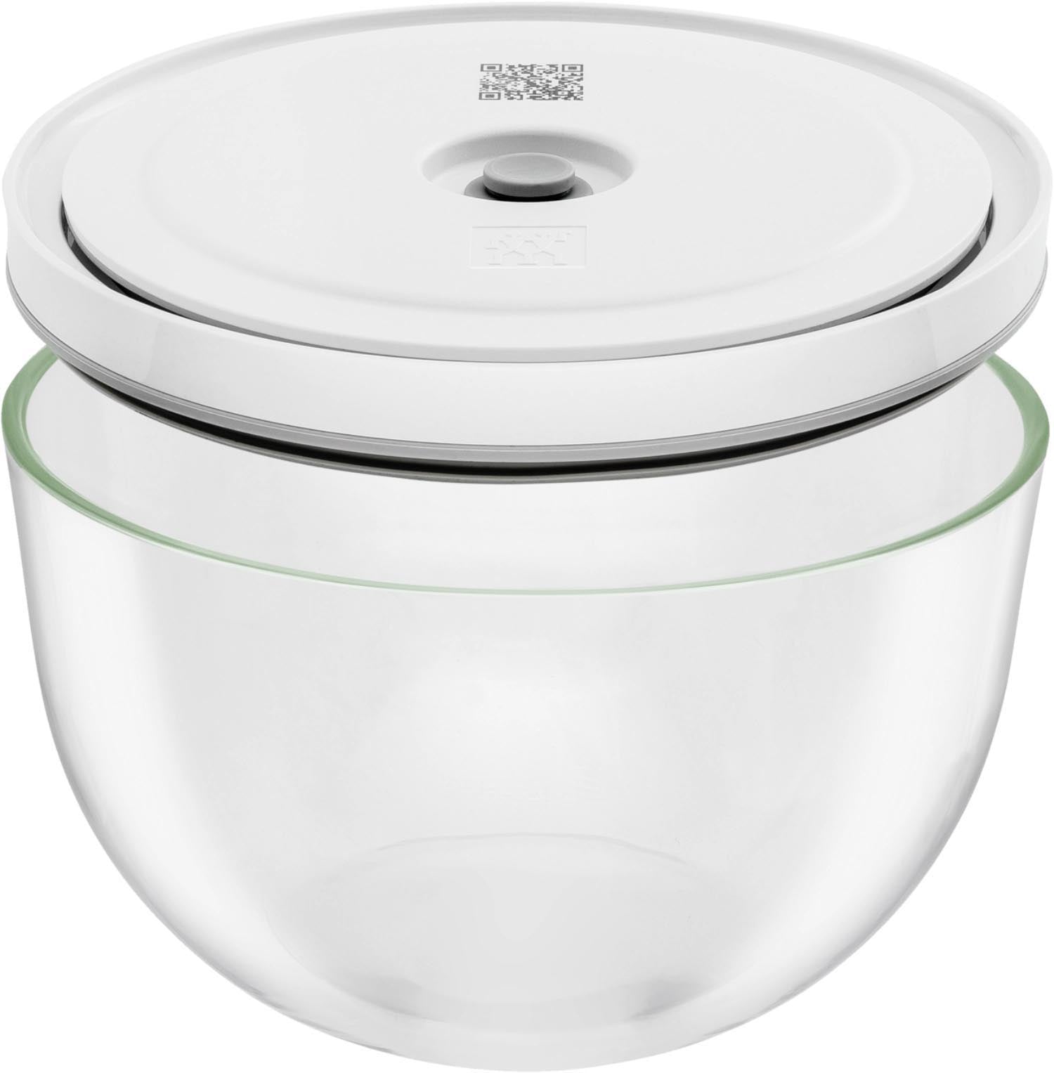 Die Zwilling Fresh & Save Vakuumschüssel M aus Glas bewahrt Lebensmittel frisch und eignet sich perfekt zum Servieren und Lagern.