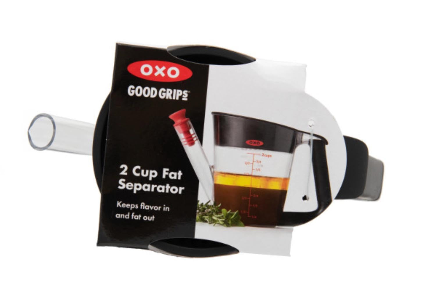 Der OXO Good Grips Fetttrenner 500ml trennt Fett von Flüssigkeiten präzise, perfekt für klare Saucen und Brühen in der Küche.