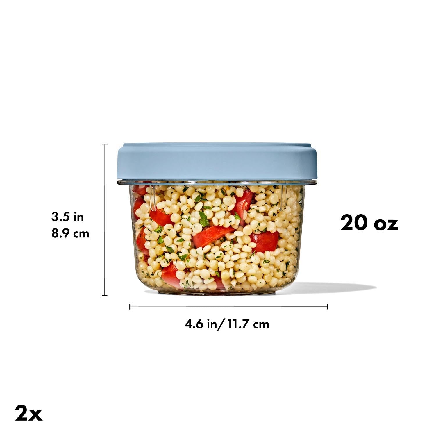 Praktisches 2er Set stapelbarer OXO Good Grips Twist & Stack Aufbewahrungsboxen, 550ml, ideal für frische und organisierte Lagerung.