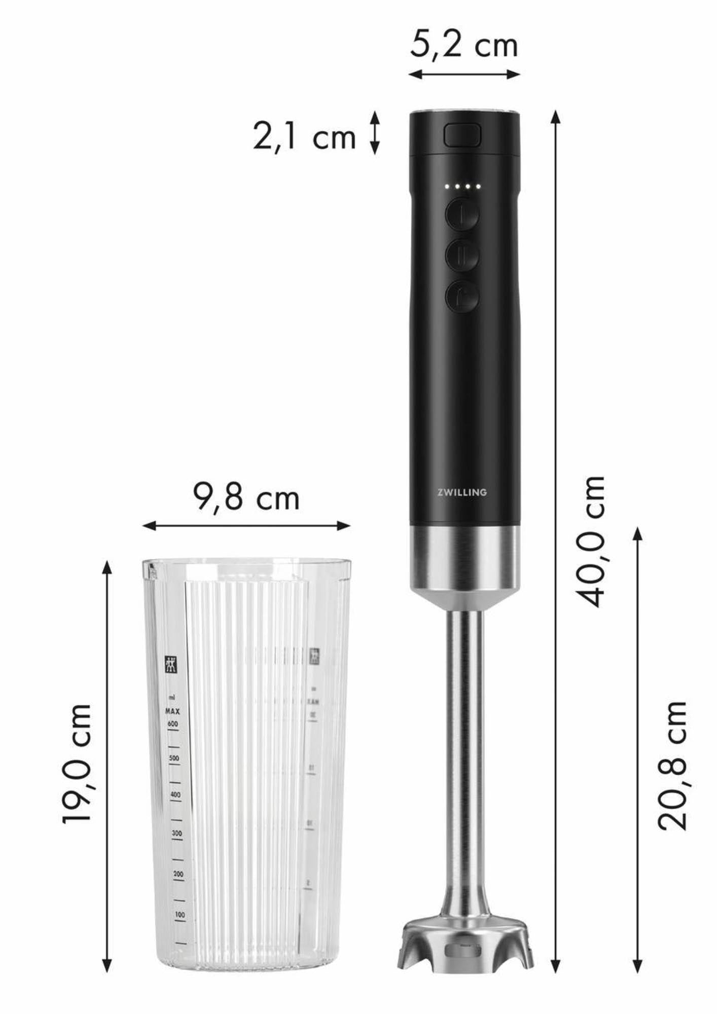 Kabelloser Stabmixer von Zwilling, Xtend Modell, ohne Akku, ideal für flexibles Mixen in der Küche, hochwertig und vielseitig.