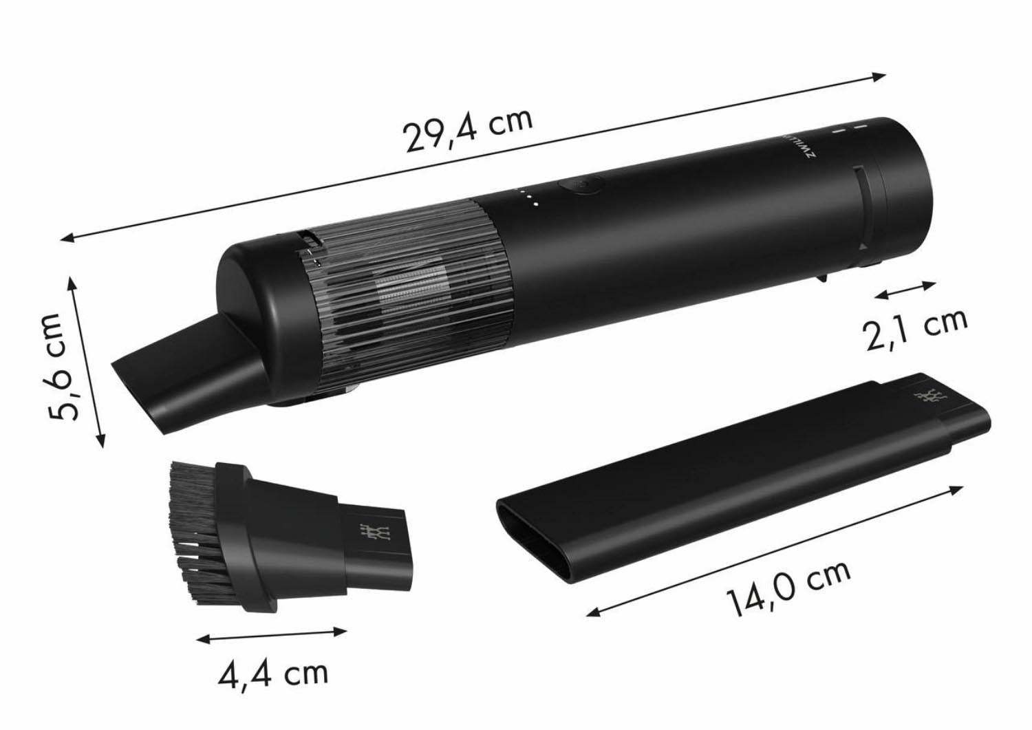 Leistungsstarker und kompakter Handstaubsauger von Zwilling, perfekt für schnelle Reinigungen, inklusive praktischem Starter-Set.