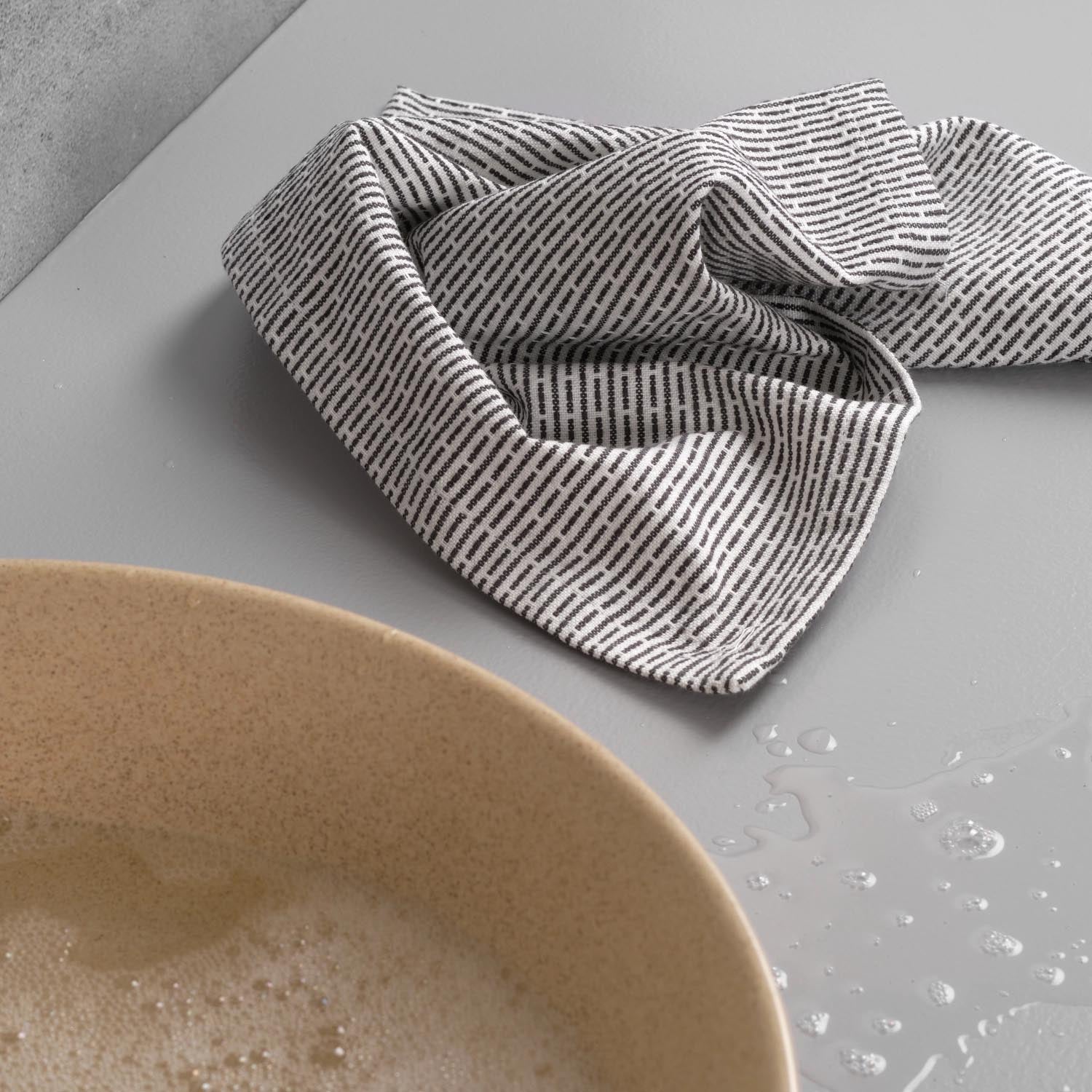 Hochwertiges Spültuch aus Biobaumwolle, 30x35cm, in elegantem Morning Grey, nachhaltig und umweltfreundlich von The Organic Company.