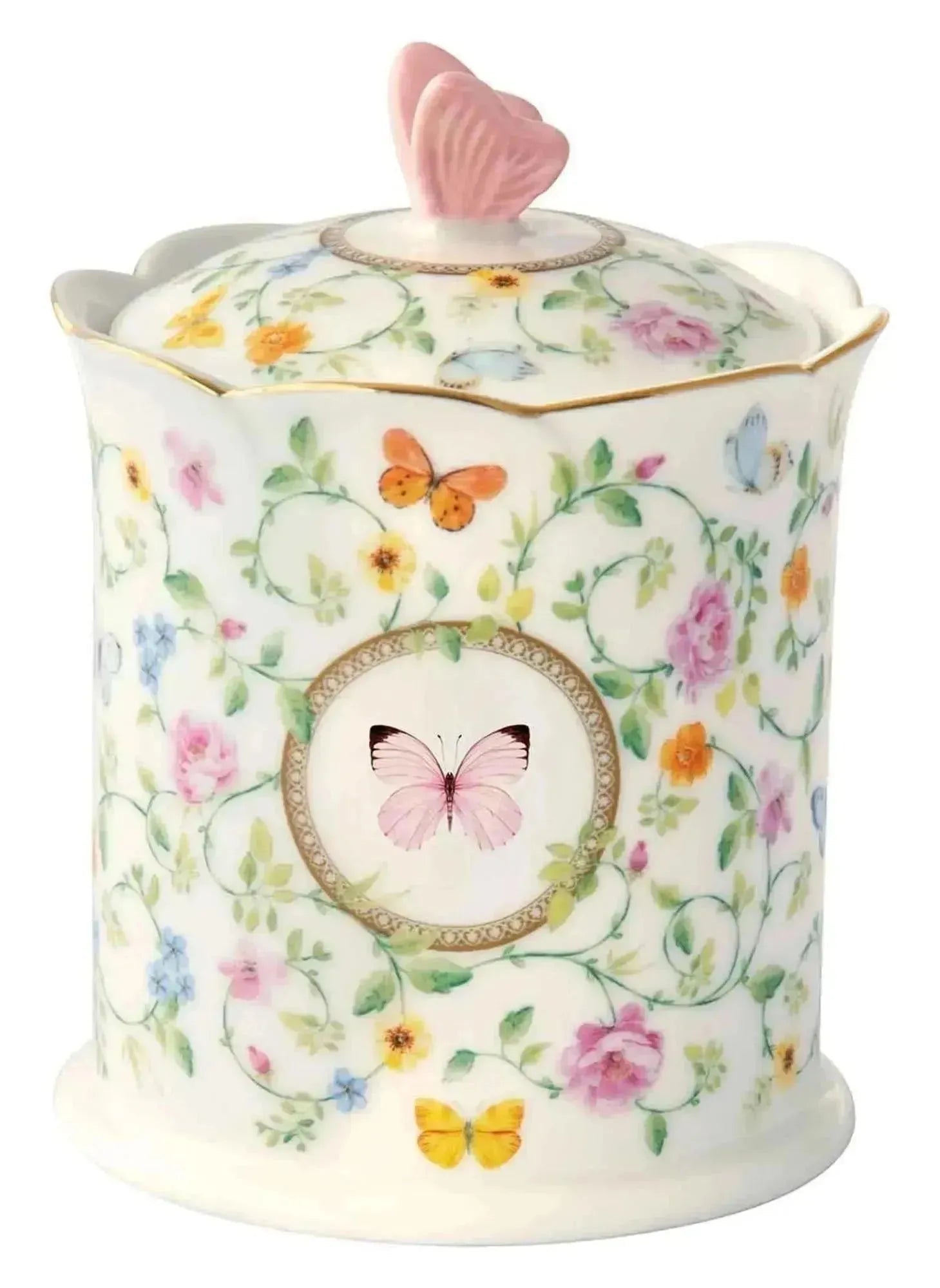 Dancing Butterflies Dose Porzellan in Mehrfarbig präsentiert im Onlineshop von KAQTU Design AG. Zuckerstreuer ist von Easy Life