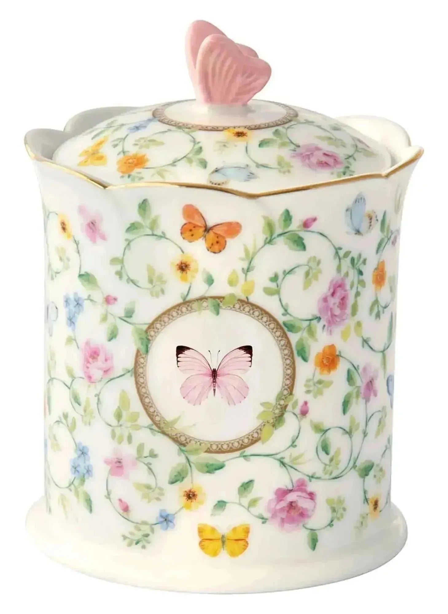 Dancing Butterflies Dose Porzellan in Mehrfarbig präsentiert im Onlineshop von KAQTU Design AG. Zuckerstreuer ist von Easy Life