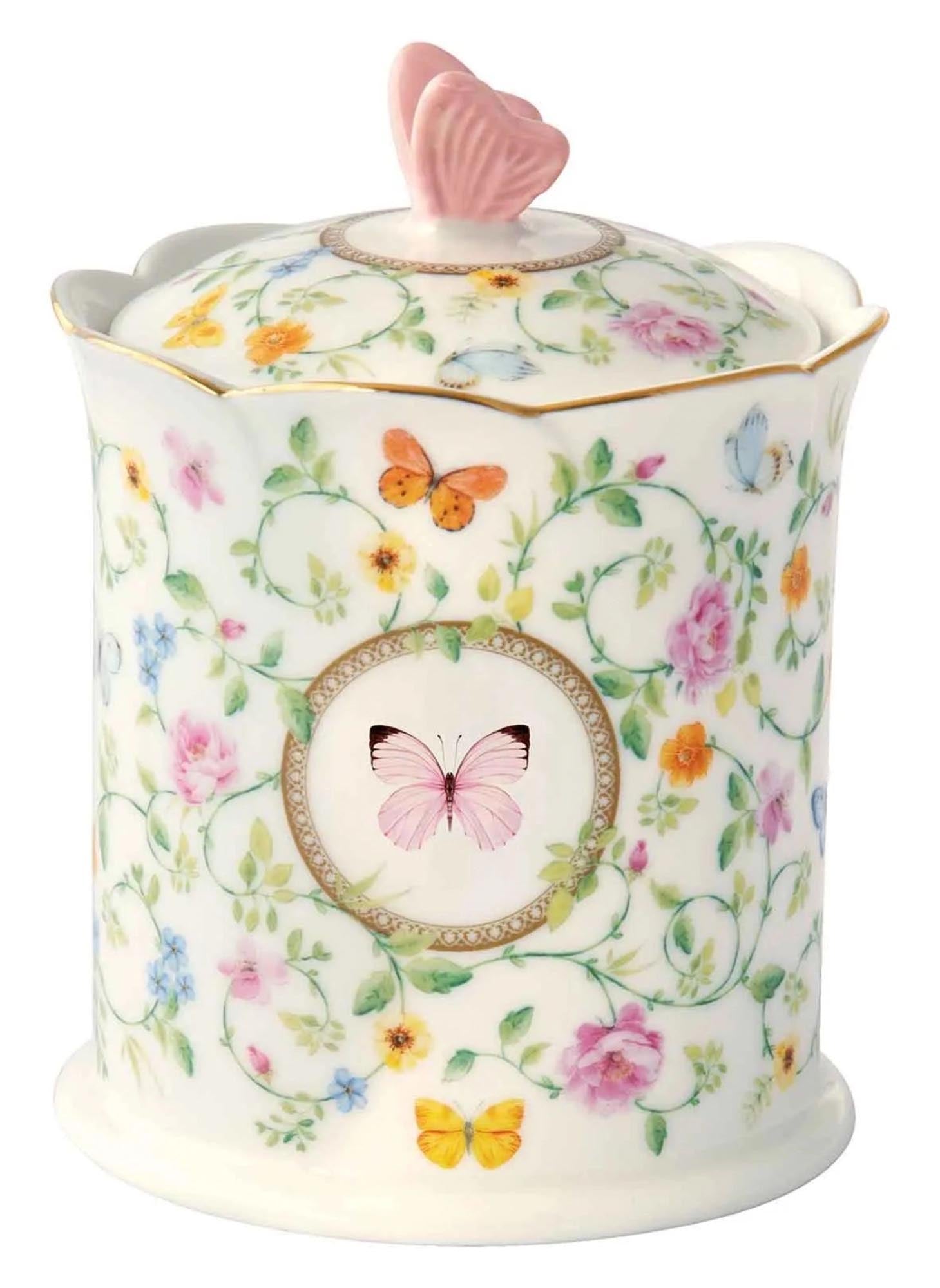 Dancing Butterflies Dose Porzellan in Mehrfarbig präsentiert im Onlineshop von KAQTU Design AG. Zuckerstreuer ist von Easy Life