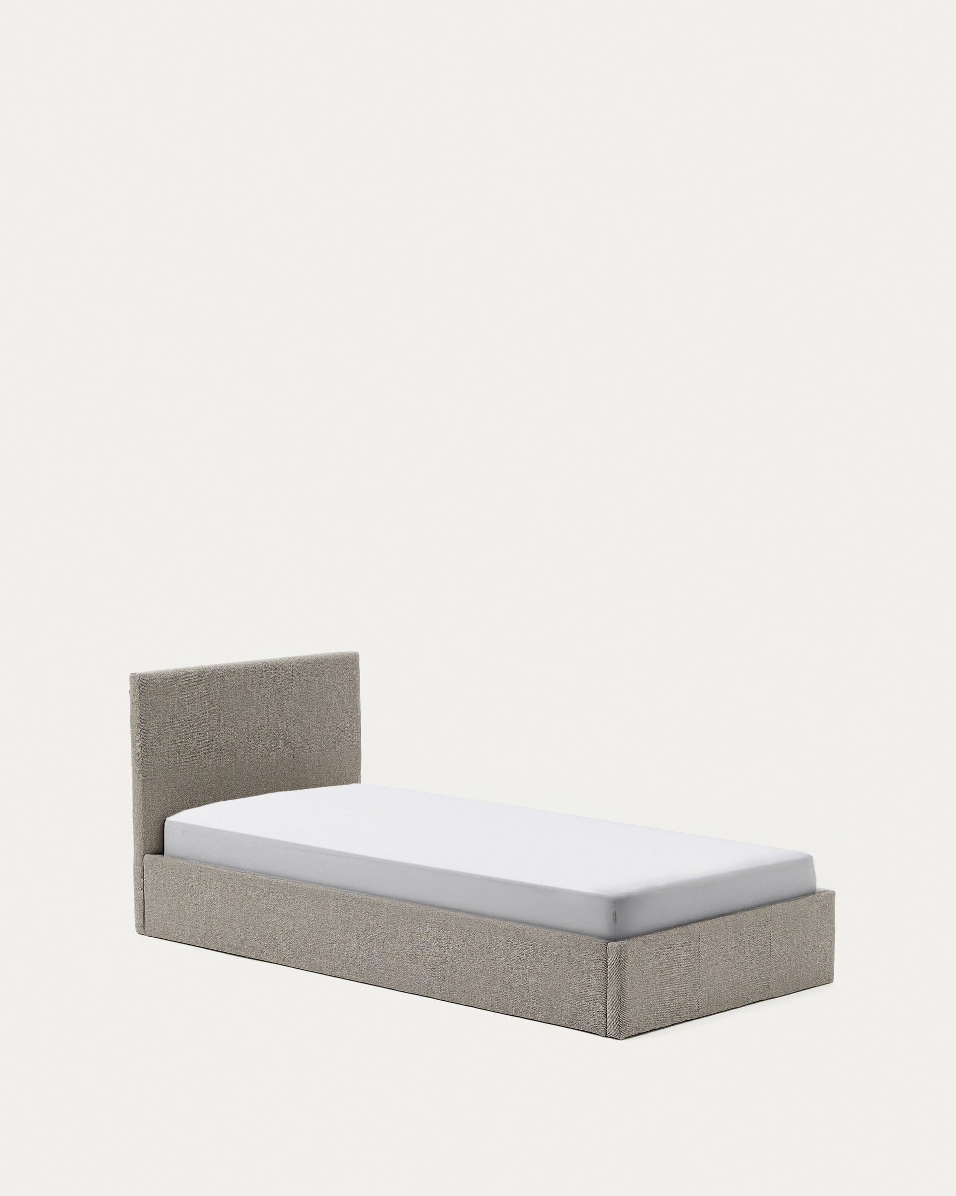 Das Nahiri Bett in Grau kombiniert elegantes Design mit praktischem Stauraum, ideal für kleine Räume und stilvolle Ordnung.